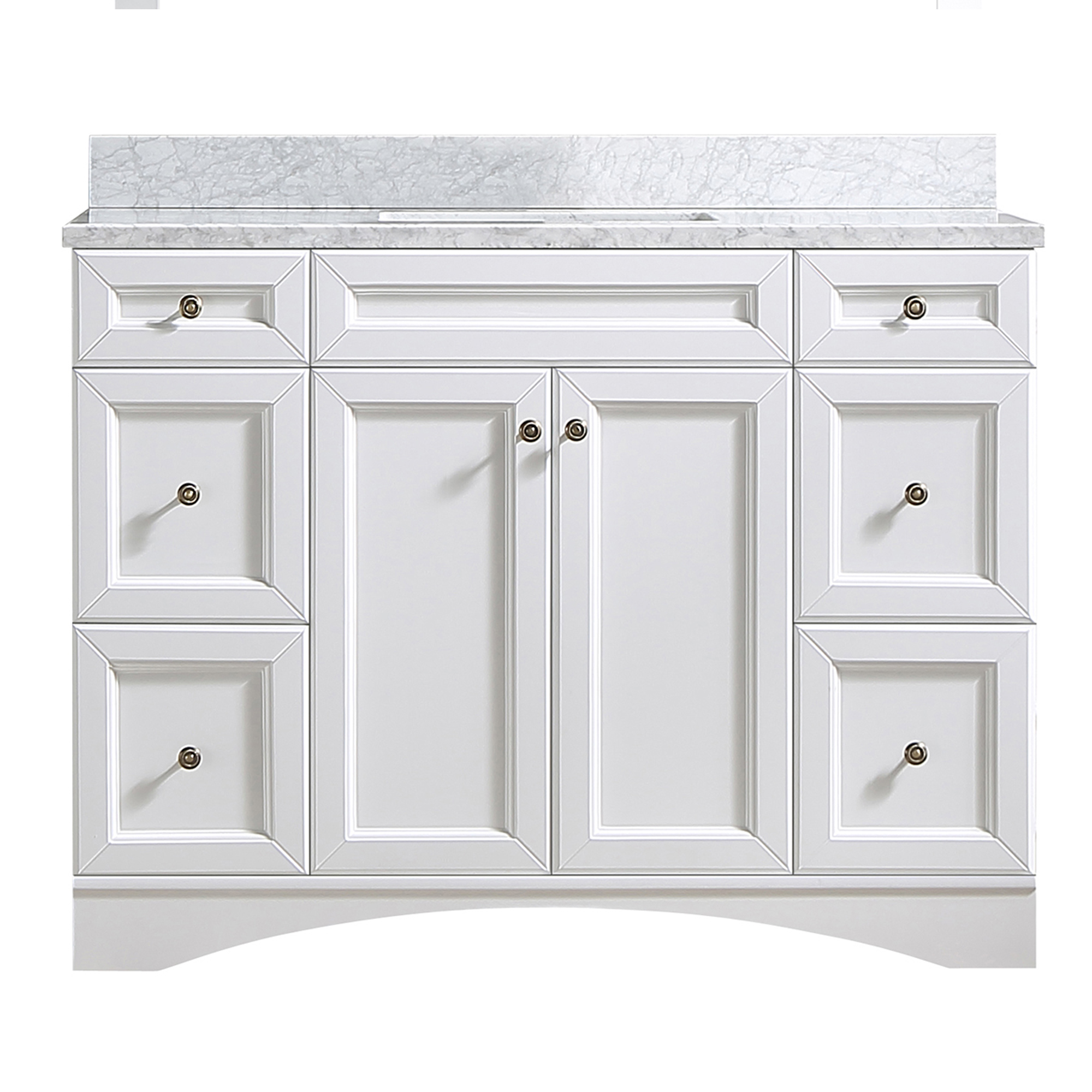 CASAINC Bathroom Vanity 48 x 22 x 35.4with 1.2" Thickness Countertop & Backsplash, Left Rectangular Sink, 2 Soft Closing Doors, 6 Dove Tail Drawer Construction, Soft Close Drawer Hinges, Gray, White (With Mirror)