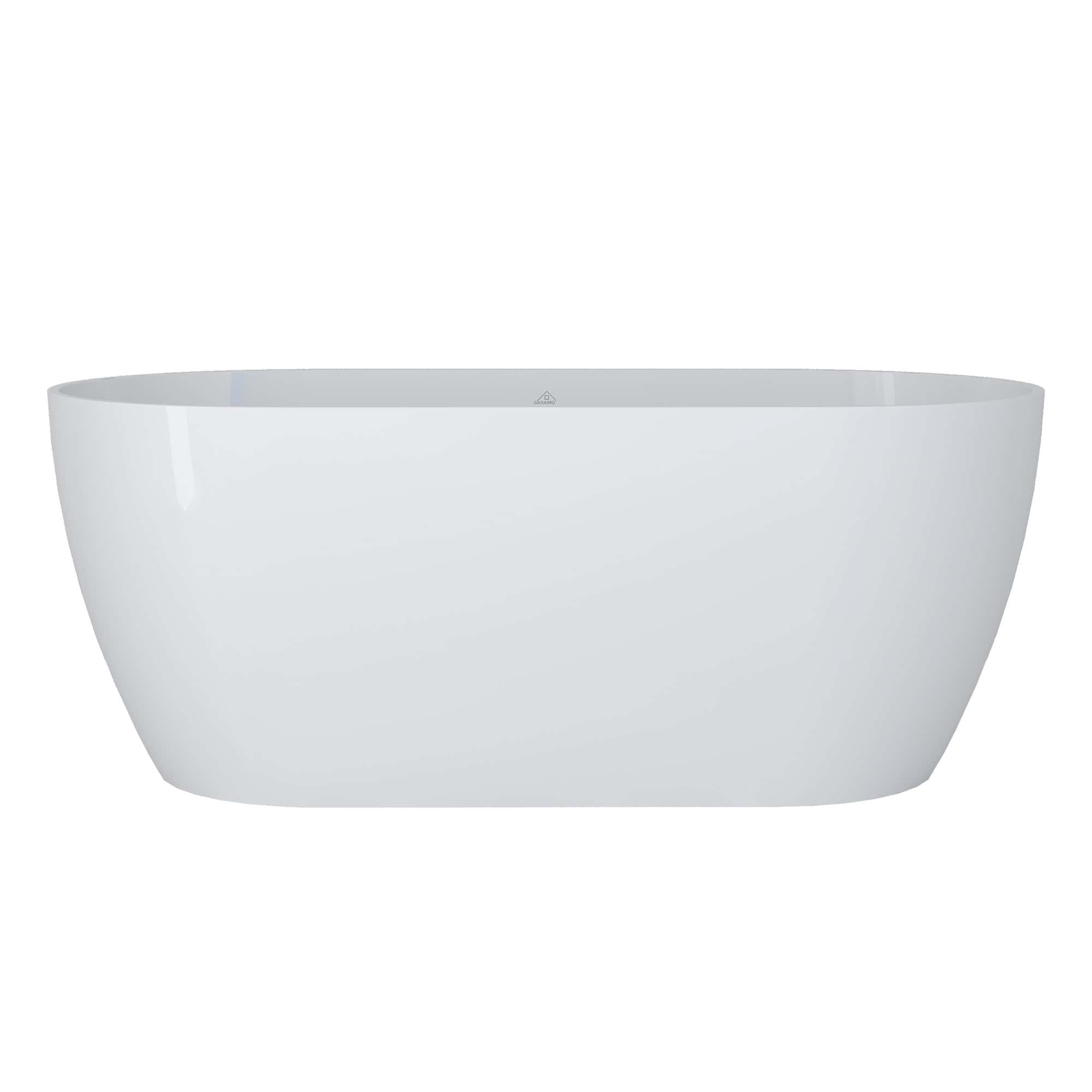 59“ Glossy White Freestanding Stone Resin Tubs, Oval Soaking Bathtub for Comfortable Relaxing Bathtub Experience, Glossy Optional For New Bathroom