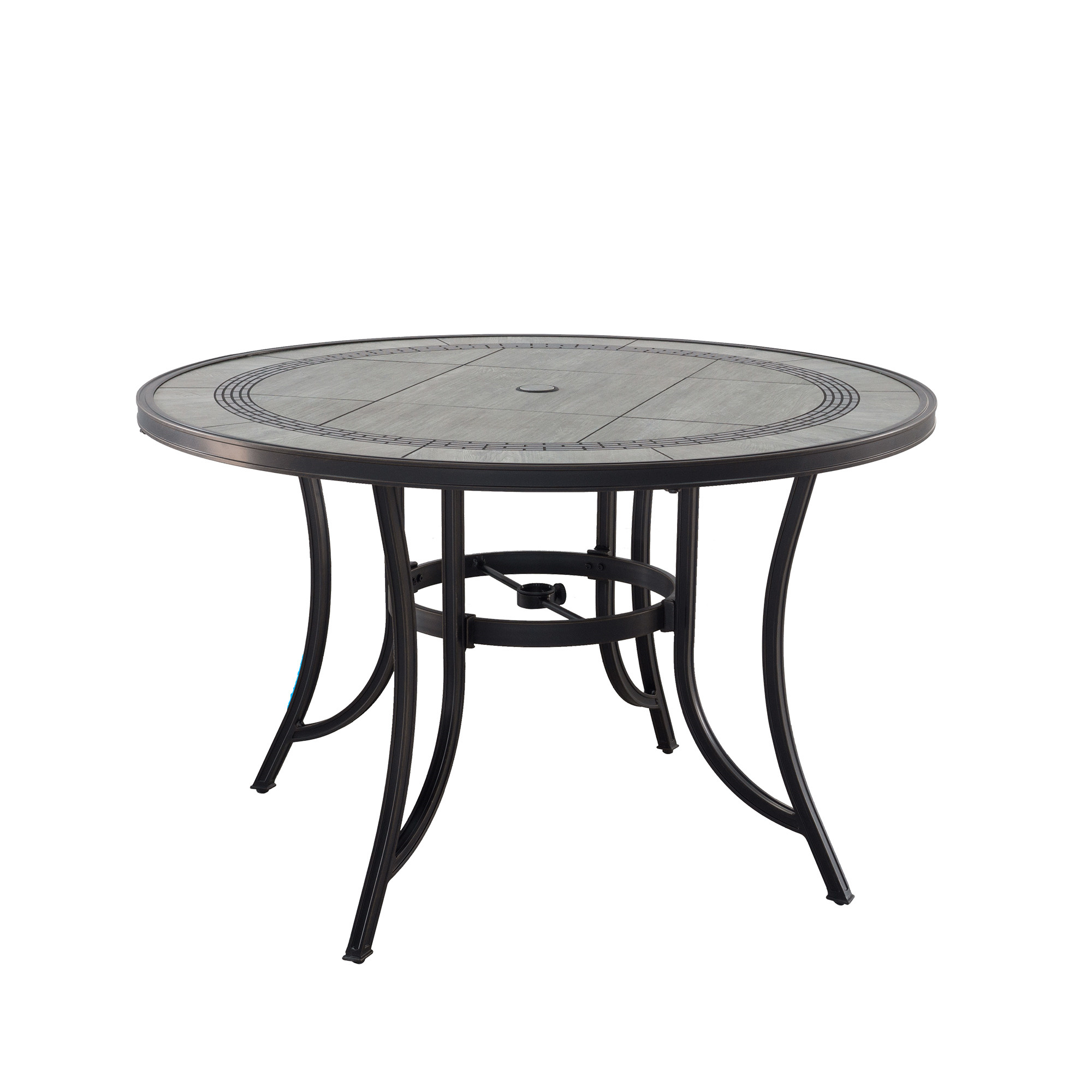 48 inch W Aluminum Ceramic Tile Top Round Dining Table with Umbrella Hole