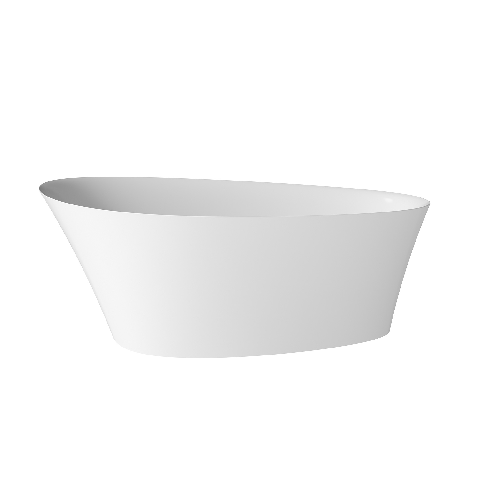 65" Solid Surface Freestanding Tub, Egg Shell Shaped Stone Resin Tubs with Overflow and Drain, Matte White