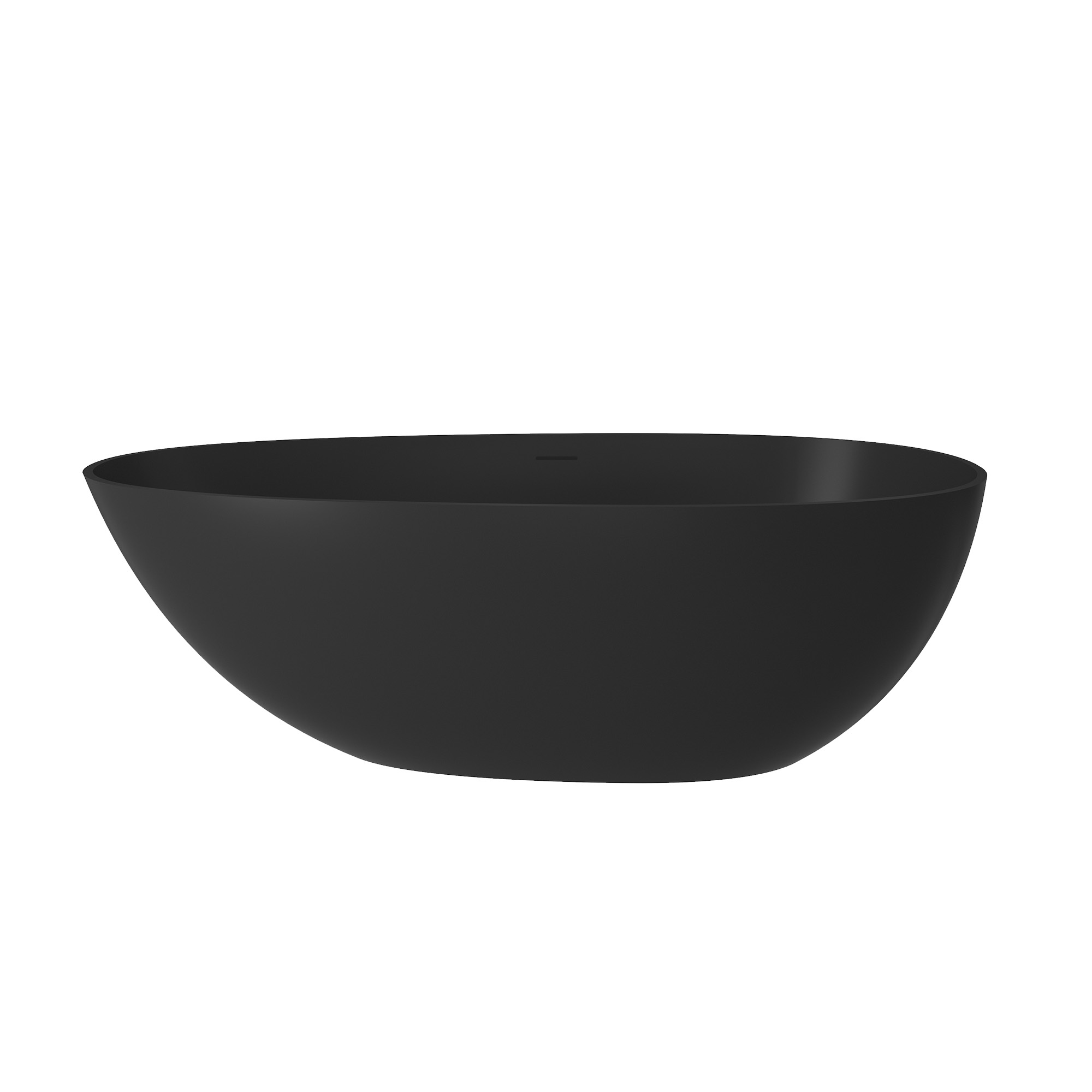 59" Solid Surface Freestanding Bathtub, Egg Shell Shapes Stone Resin Freestanding Tub with Overflow and Center Drain, Matte Black Color, Bringing a Luxurious Touch to Every Length