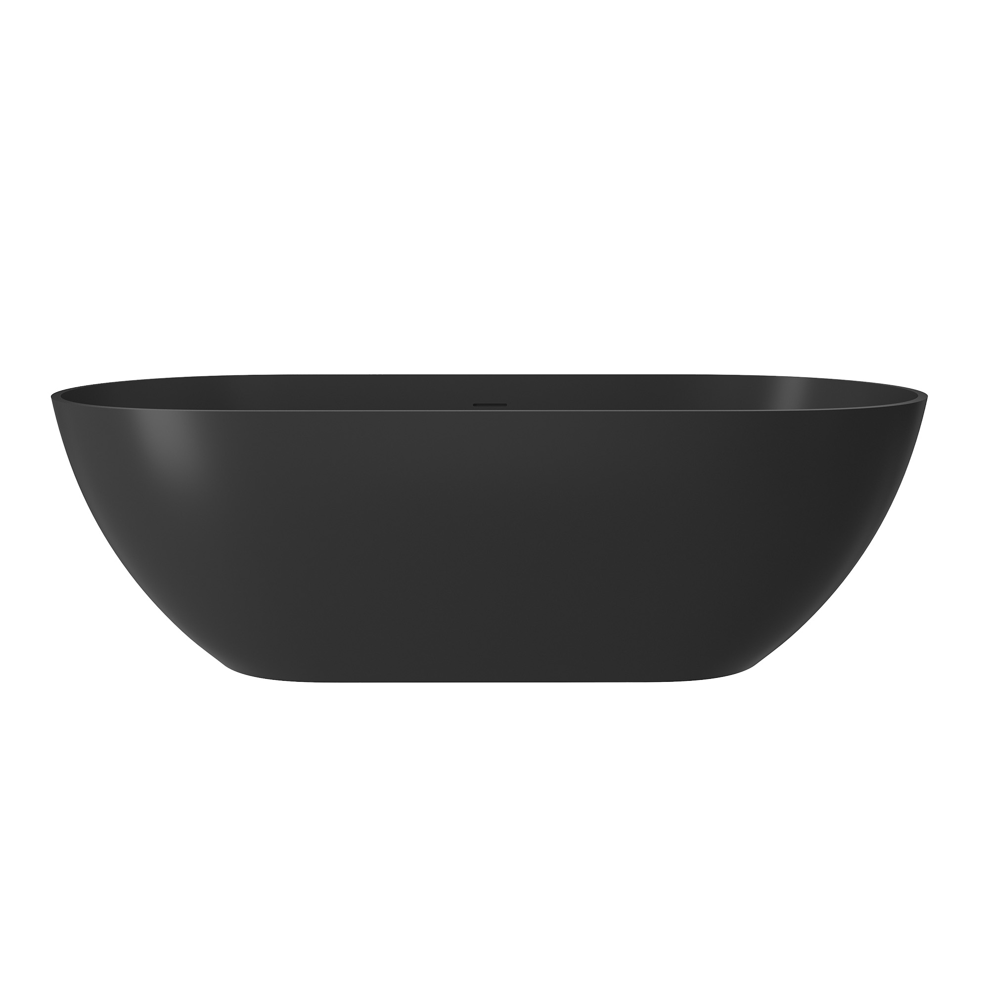 59"/69"Solid Surface Curved Freestanding Tub Sets in Two Colors Options(Matte Black& Grey), Deepest Soaking Tub Combines Elegance with Overflow and Complimentary Pop Up Drain