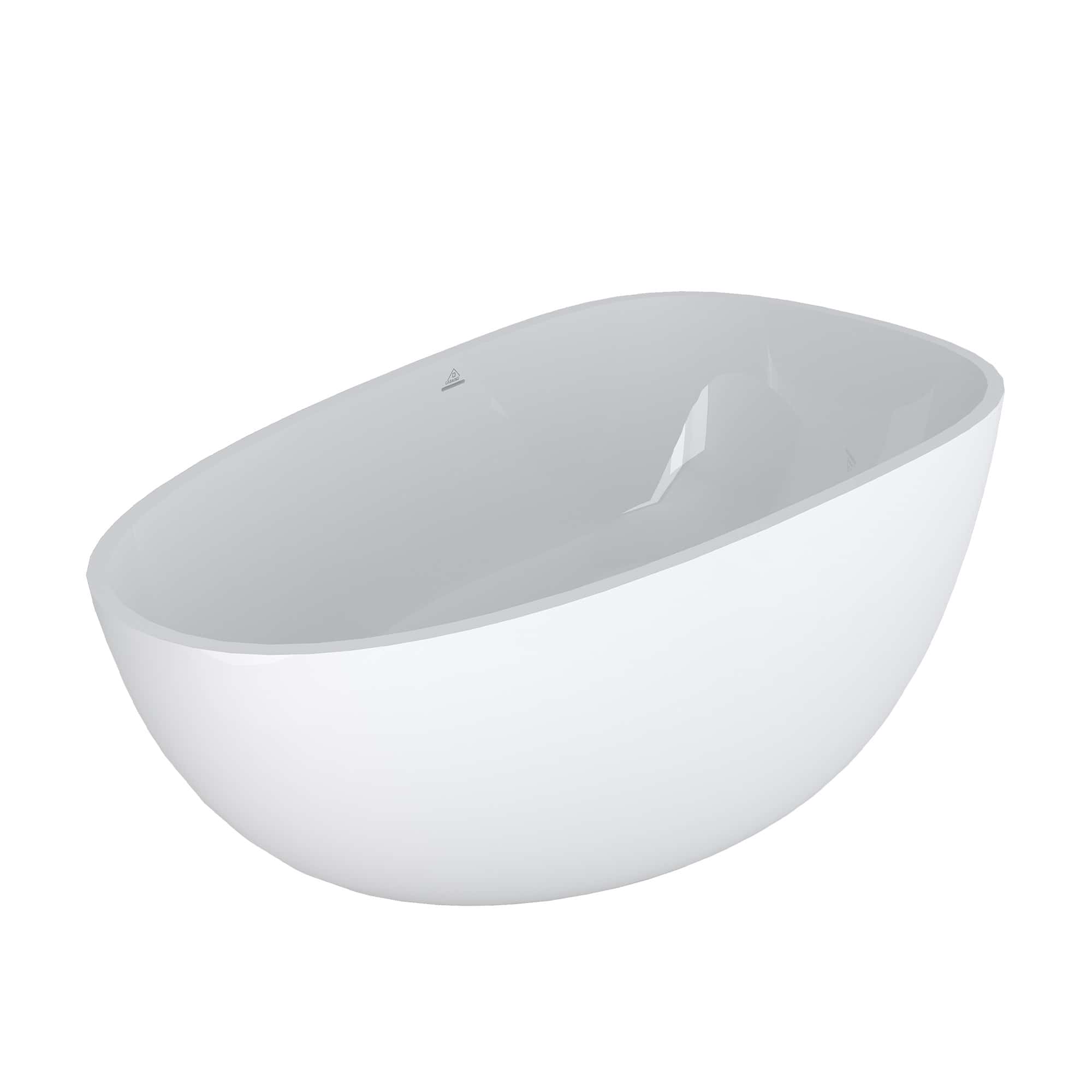 CASAINC 67 Inch Glossy White Freestanding Solid Surface Egg Shaped Soa