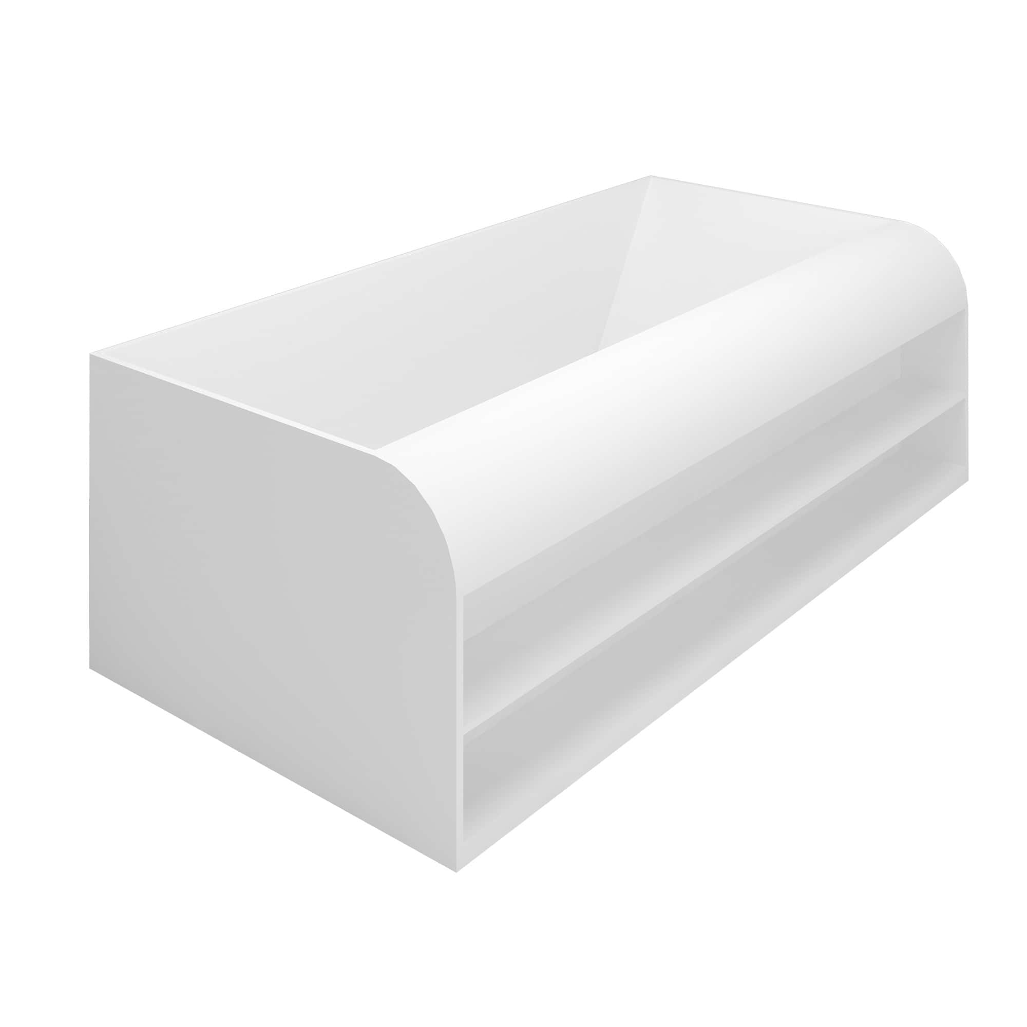 CASAINC 69 Inch Matte White Freestanding Solid Surface Bathtub with Si