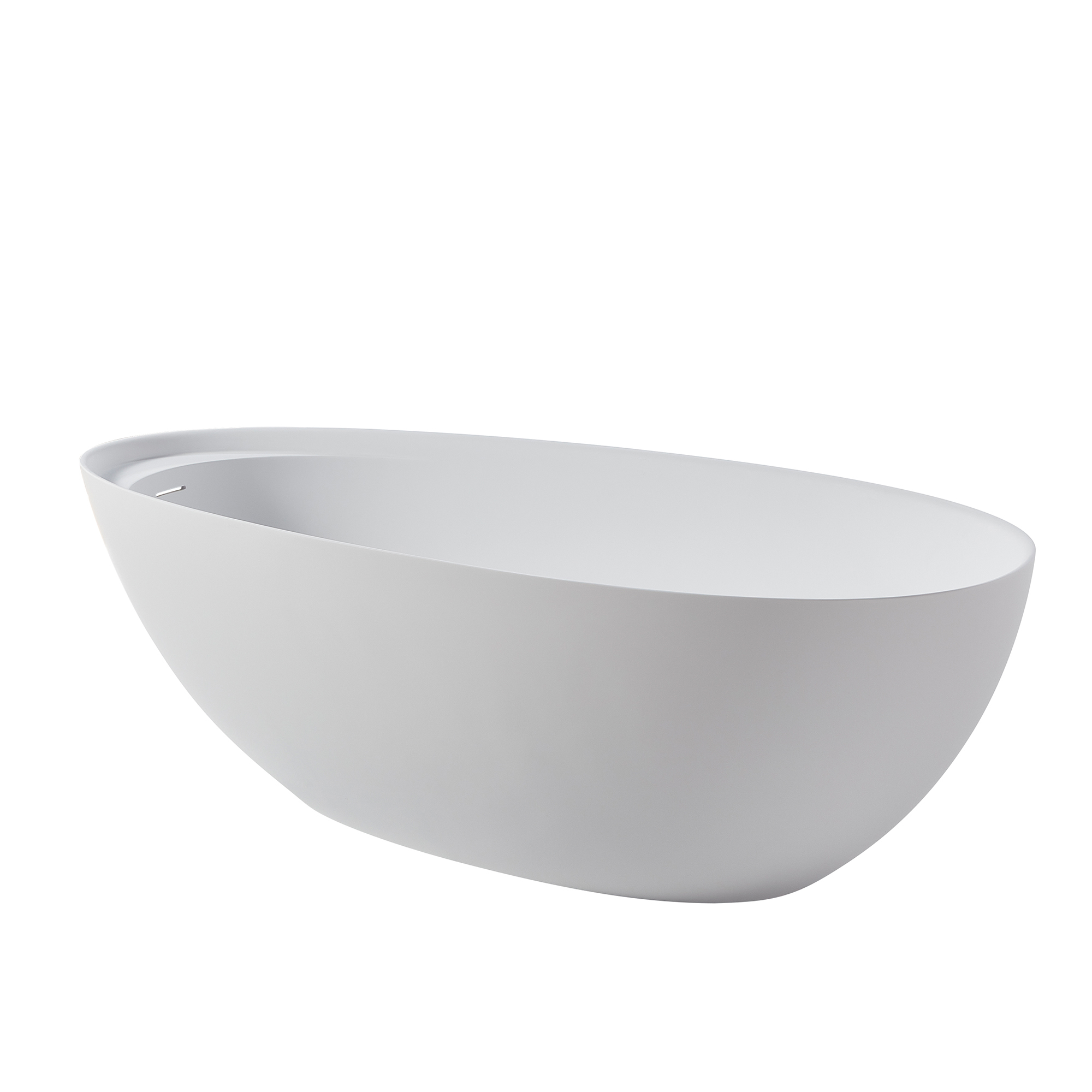 CASAINC 67" Solid Surface Freestanding Bathtub,Egg Shell Shaped Stone Resin Freestanding Tubs with Overflow and  Drain, Matte Black, Matte Grey, Matte White