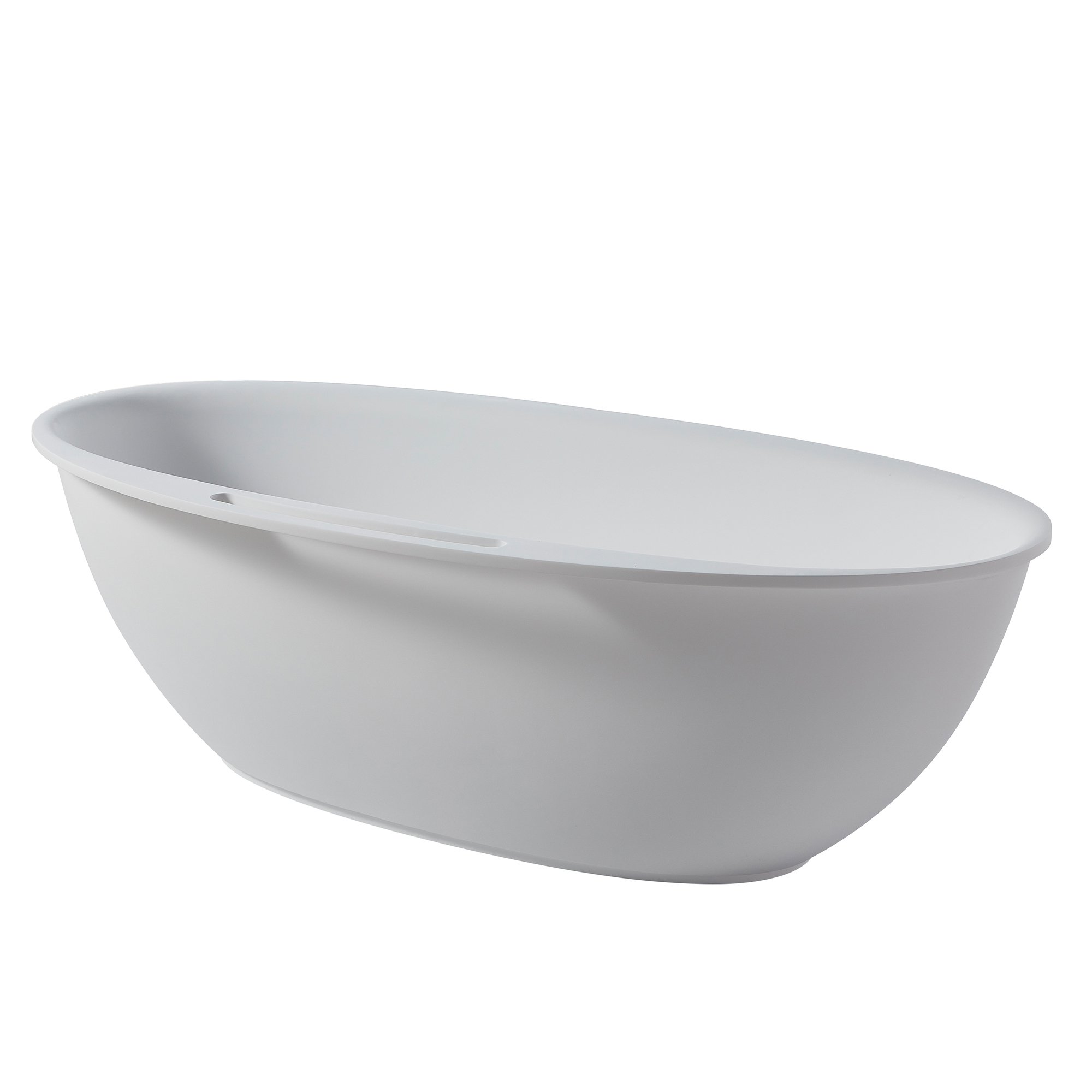 CASAINC 63" Solid Surface Freestanding Bathtub,Oval Shaped Stone Resin Freestanding Tubs with Overflow and  Drain, Matte Black, Matte Grey, Matte White