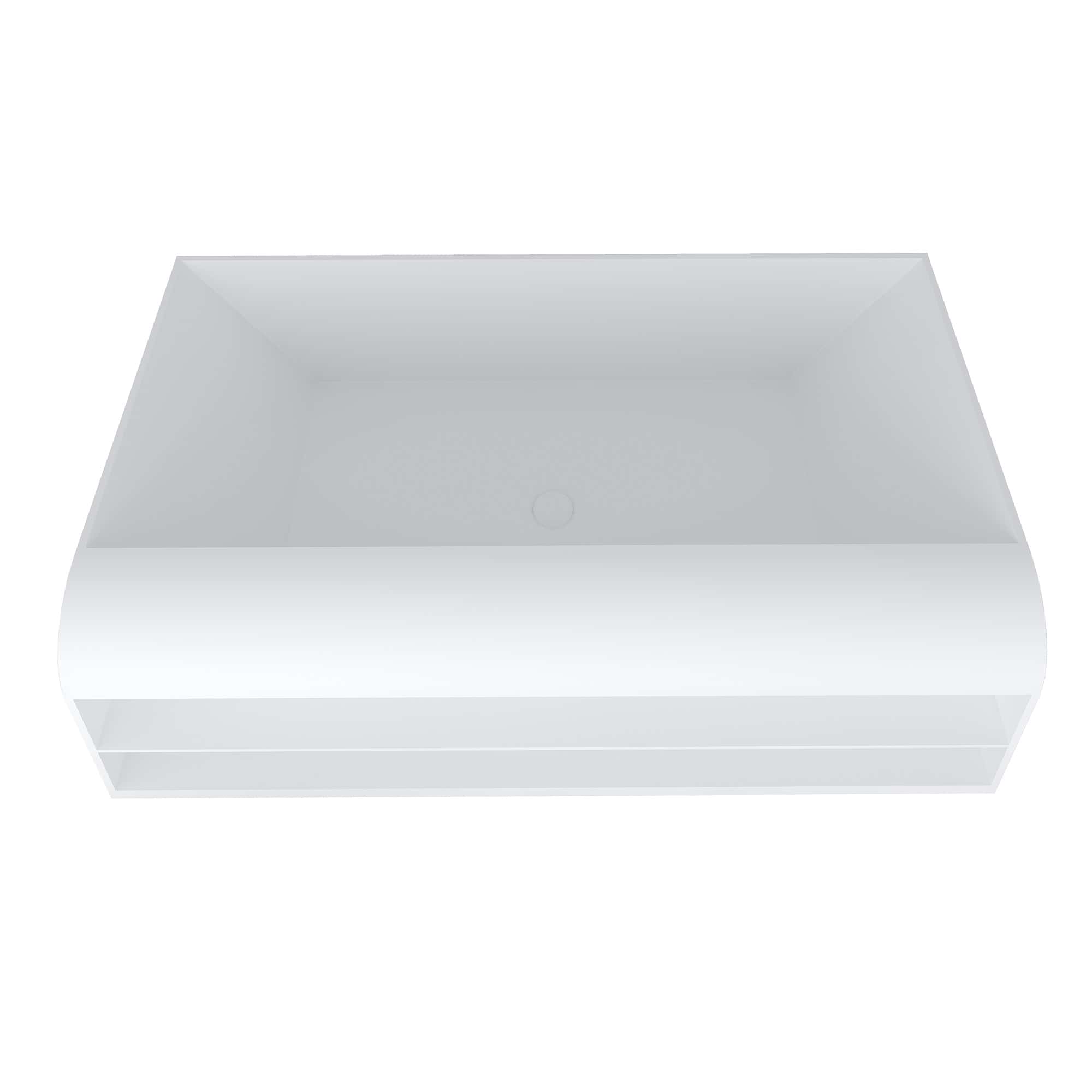 CASAINC 69 Inch Matte White Freestanding Solid Surface Bathtub with Si