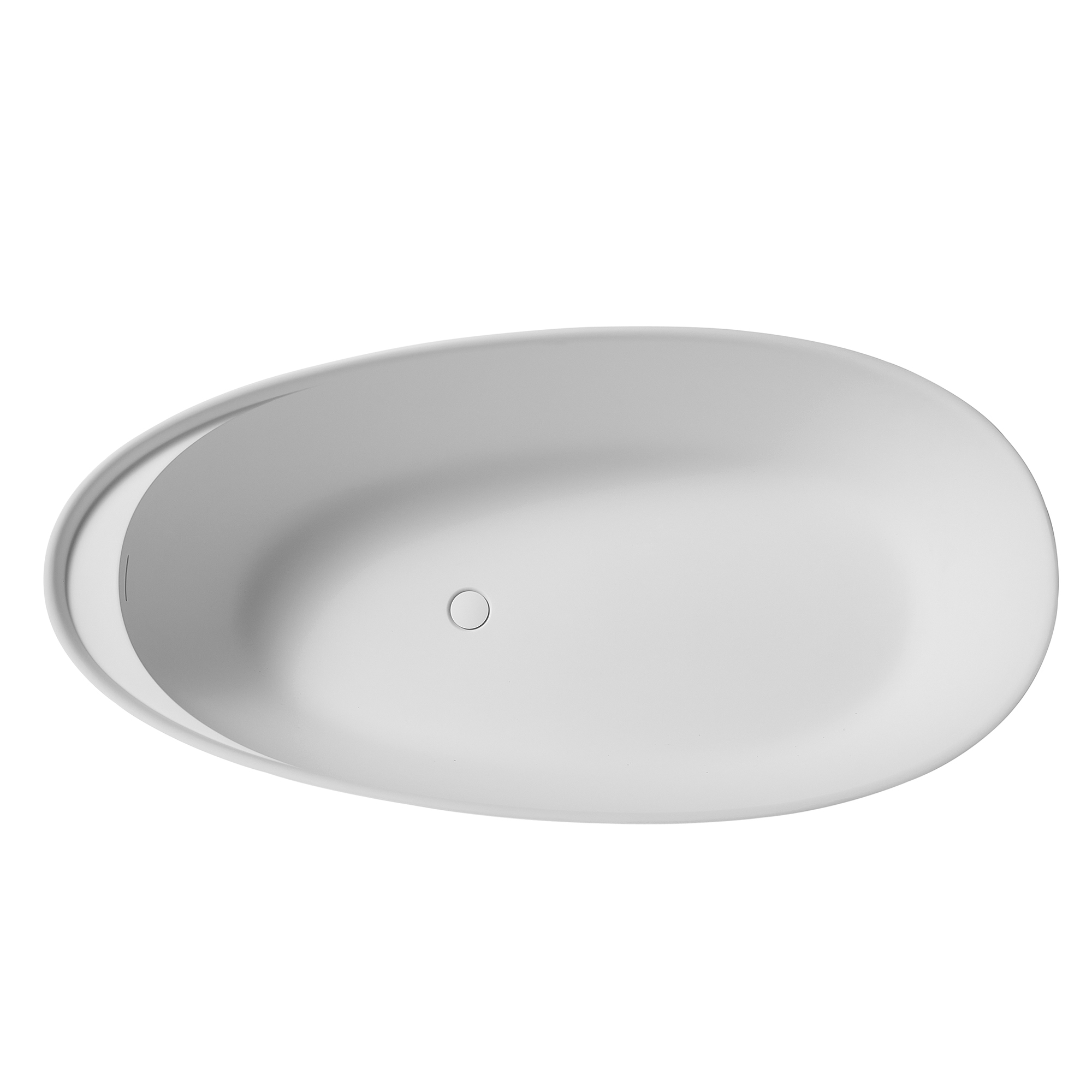 CASAINC 67" Solid Surface Freestanding Bathtub,Egg Shell Shaped Stone Resin Freestanding Tubs with Overflow and  Drain, Matte Black, Matte Grey, Matte White