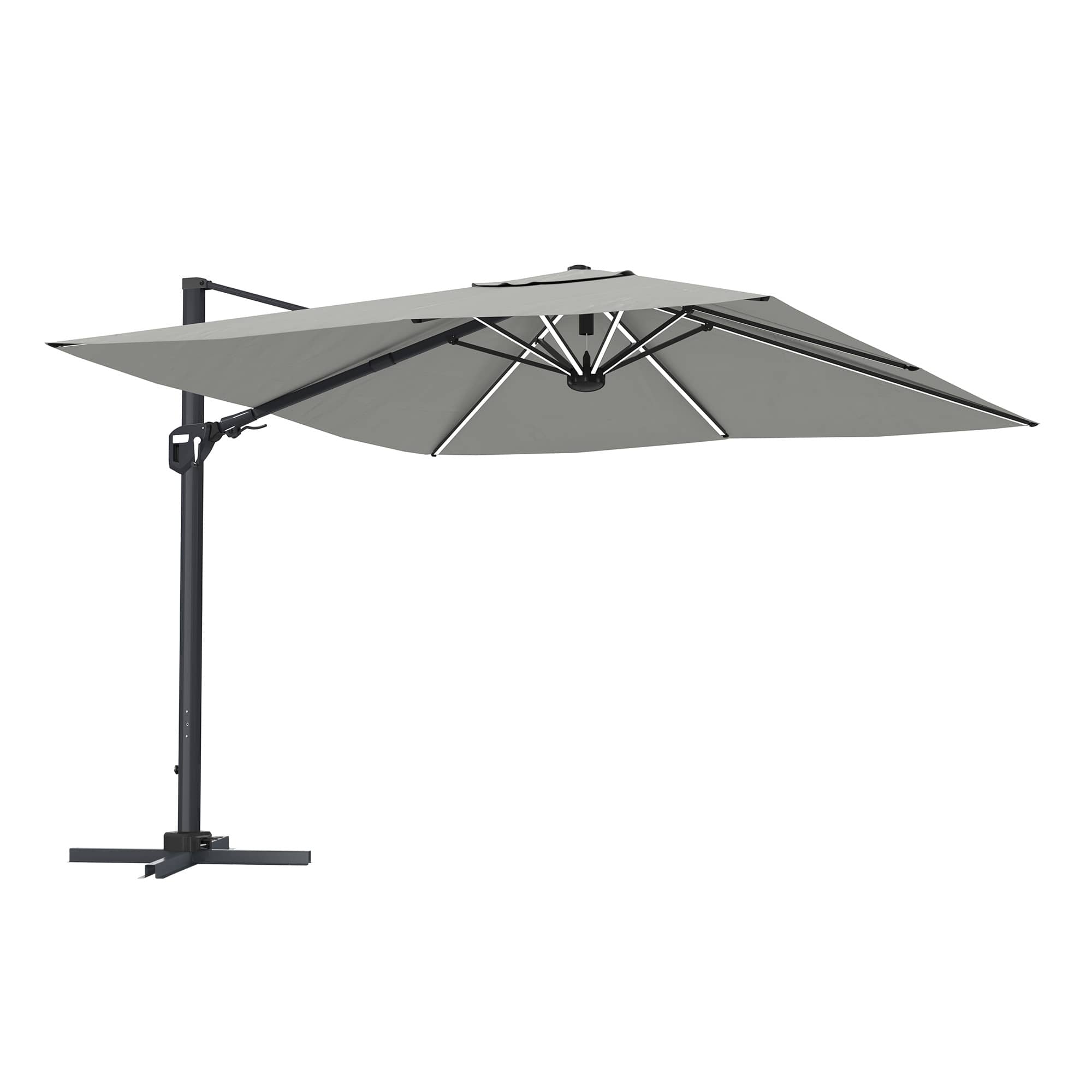 11FT Square Cantilever Patio Umbrella with LED Light (without Umbrella Base)