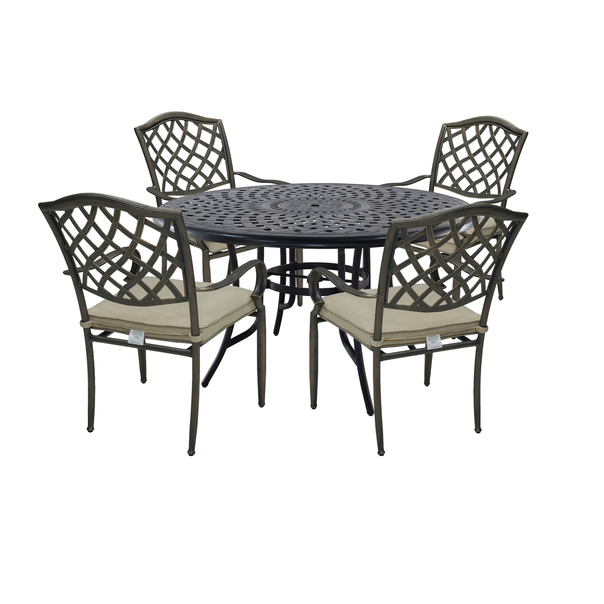 Cast Aluminum 5-Piece Outdoor Patio Dining Set with Table and Chairs