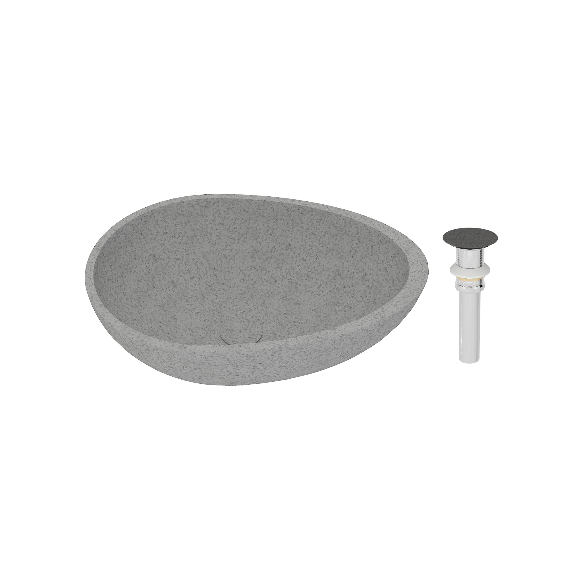 Concrete Egg-Shaped Vessel Sink Bathroom Art Basin with the Same Color Drainer Black Earth / Mottled Bluish Grey / Blue Ashes