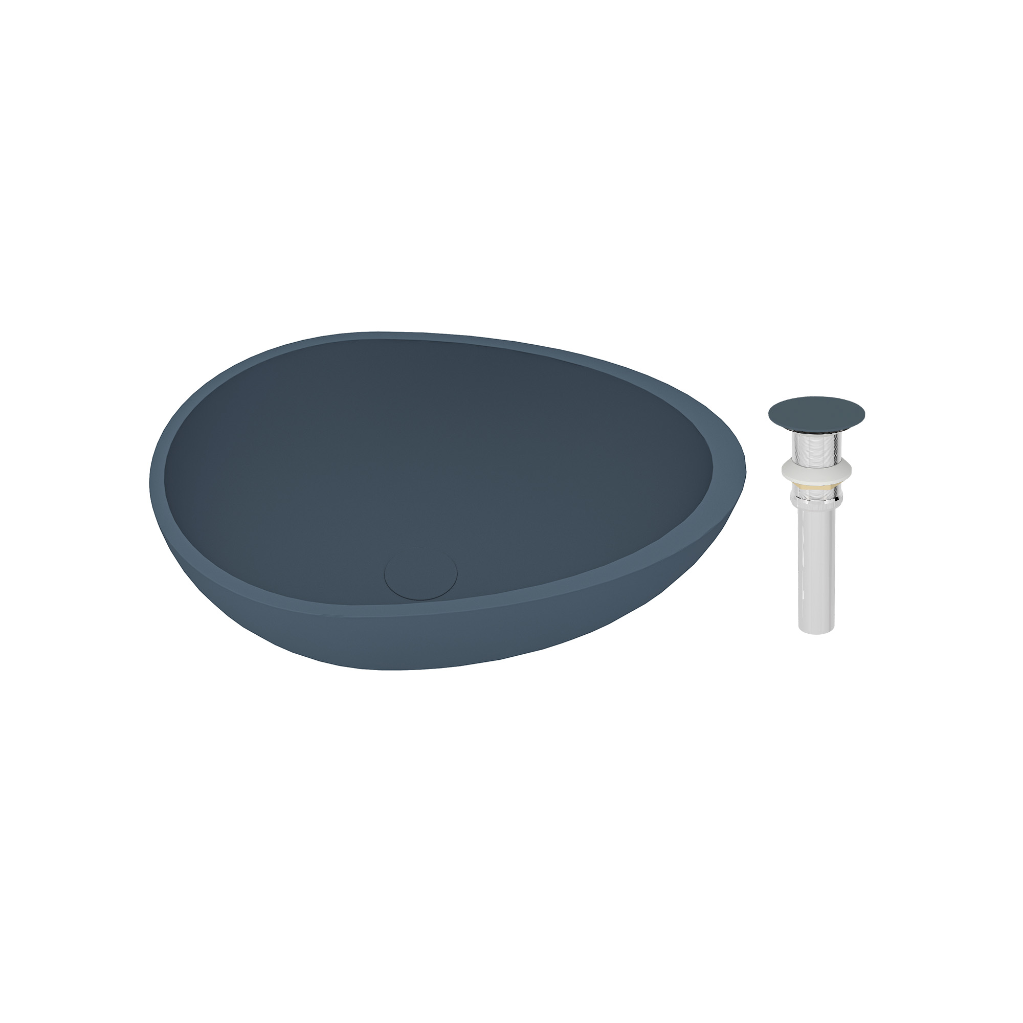 Concrete Egg-Shaped Vessel Sink Bathroom Art Basin with the Same Color Drainer Black Earth / Mottled Bluish Grey / Blue Ashes