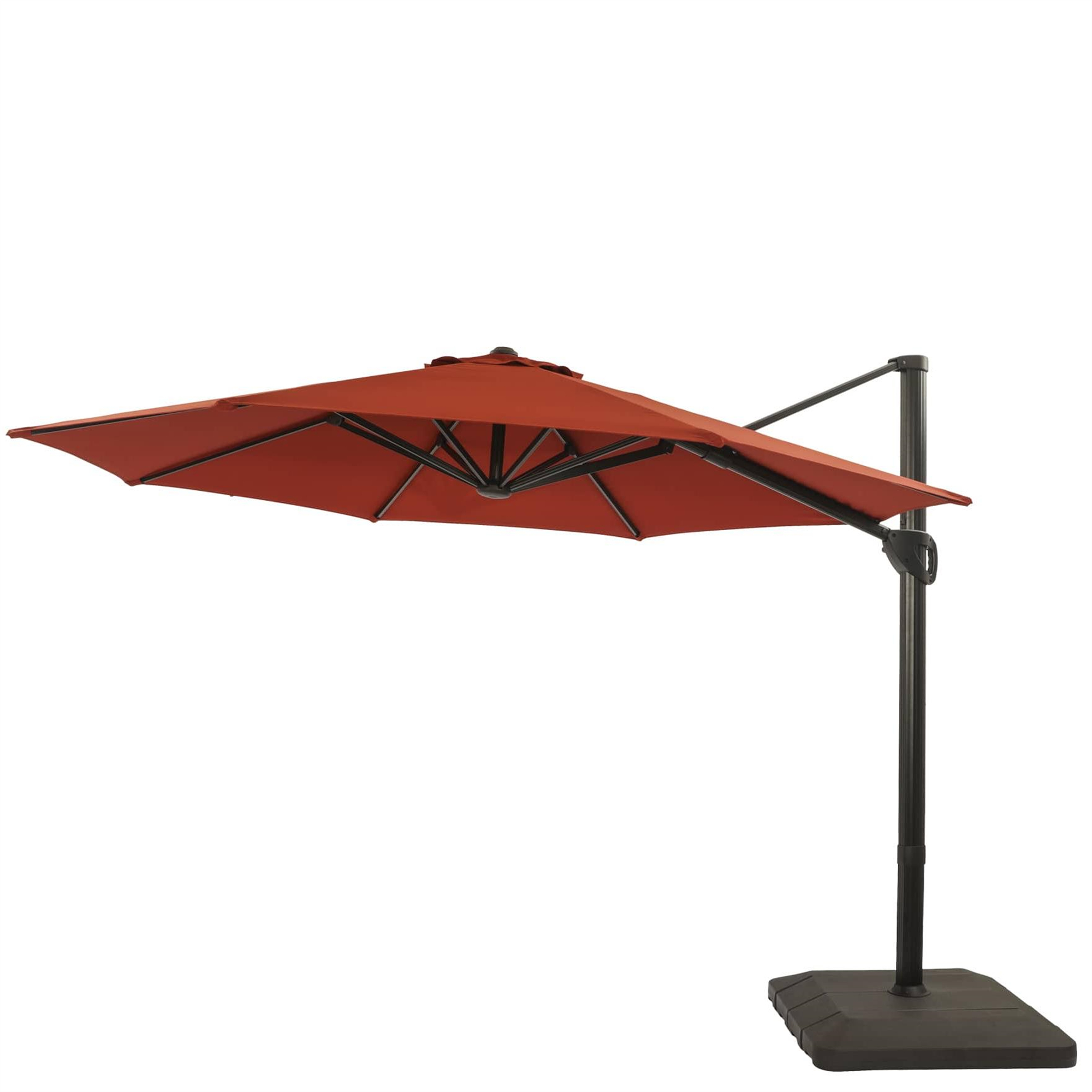 CASAINC 11Ft Patio Round Umbrella Outdoor Market Hanging Aluminum Umbrella with Crank and Base