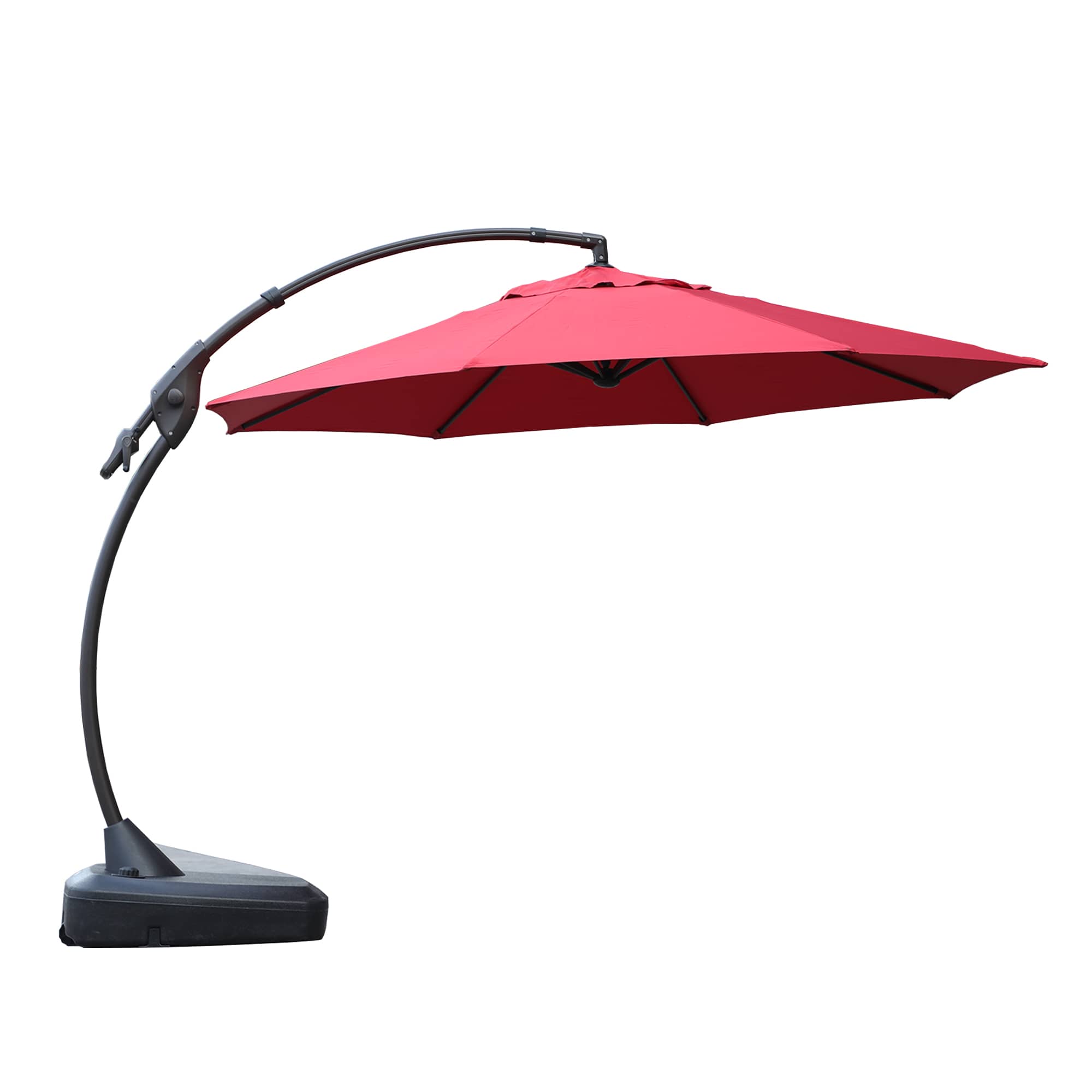 12 ft. Aluminum Pole Octagon Cantilever Patio Umbrella with Base in Red or Beige