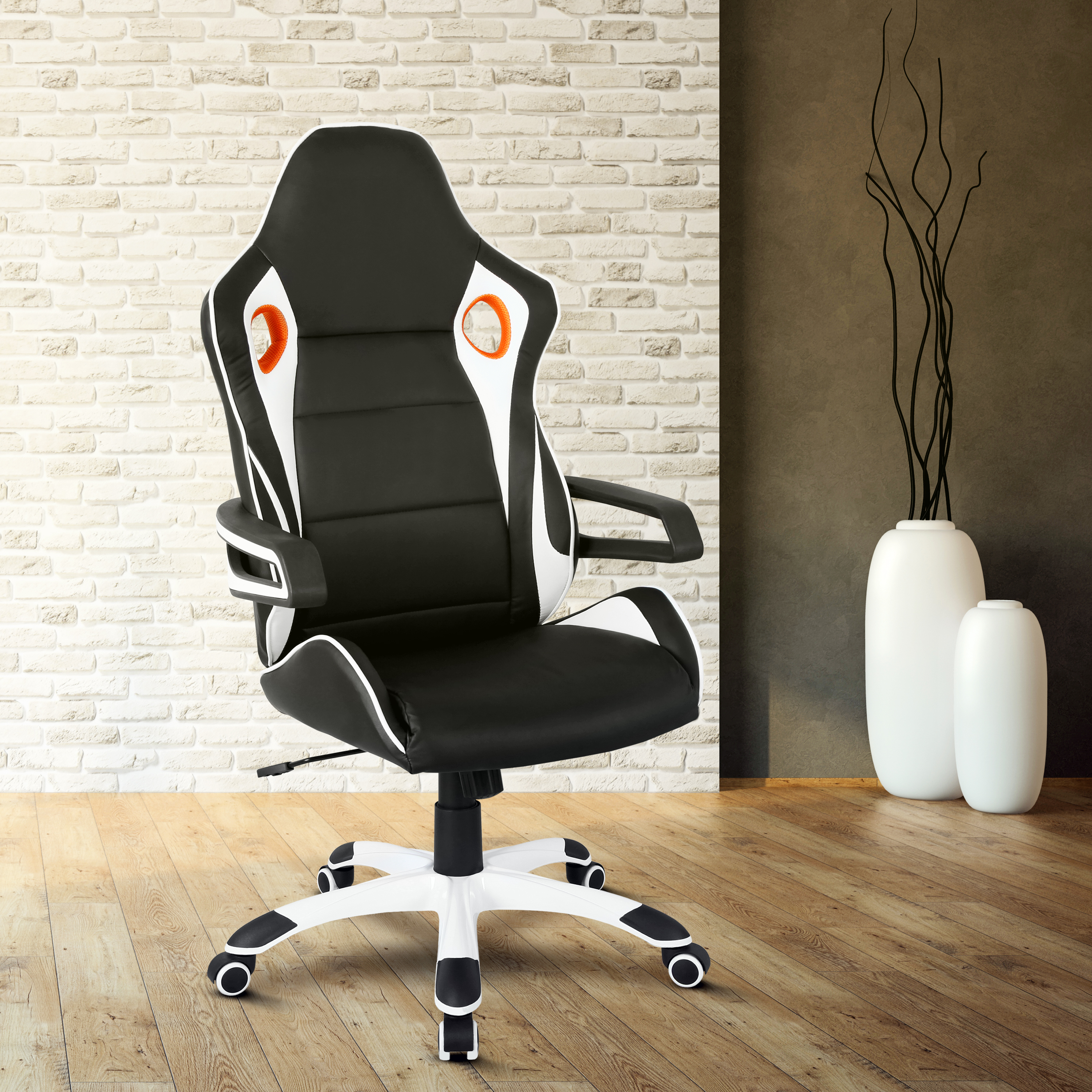 Techni Mobili Racing Style Home  Office Chair, Black-CASAINC