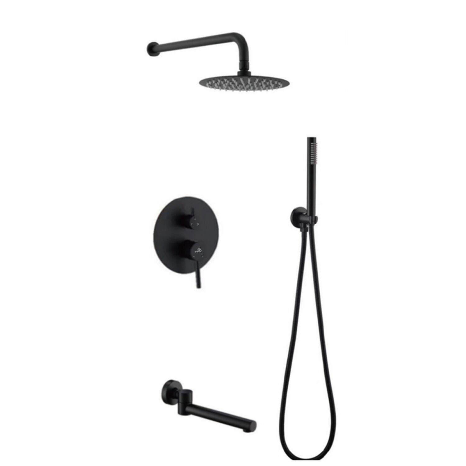 Casainc Round 3 Functions Wall Mount Dual Shower Heads Shower System In Black-CASAINC