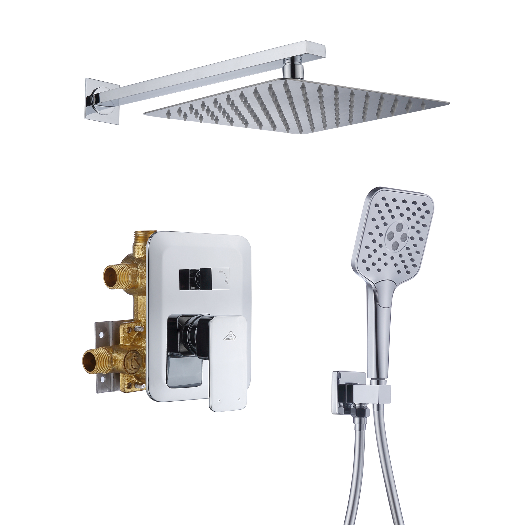 9.8"*9.8" Square Wall-mounted rain shower faucet with pressure balanced valve-CASAINC
