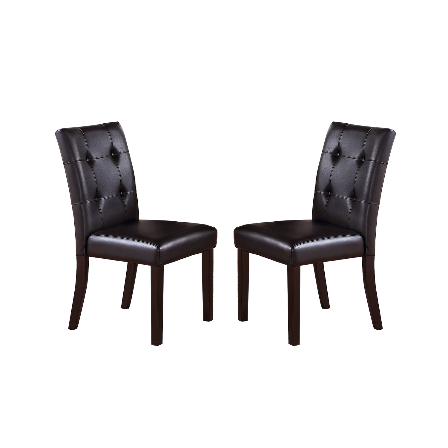 Leroux Upholstered Dining Chairs With Button Tufted, Dark Brown(Set of 2)-CASAINC