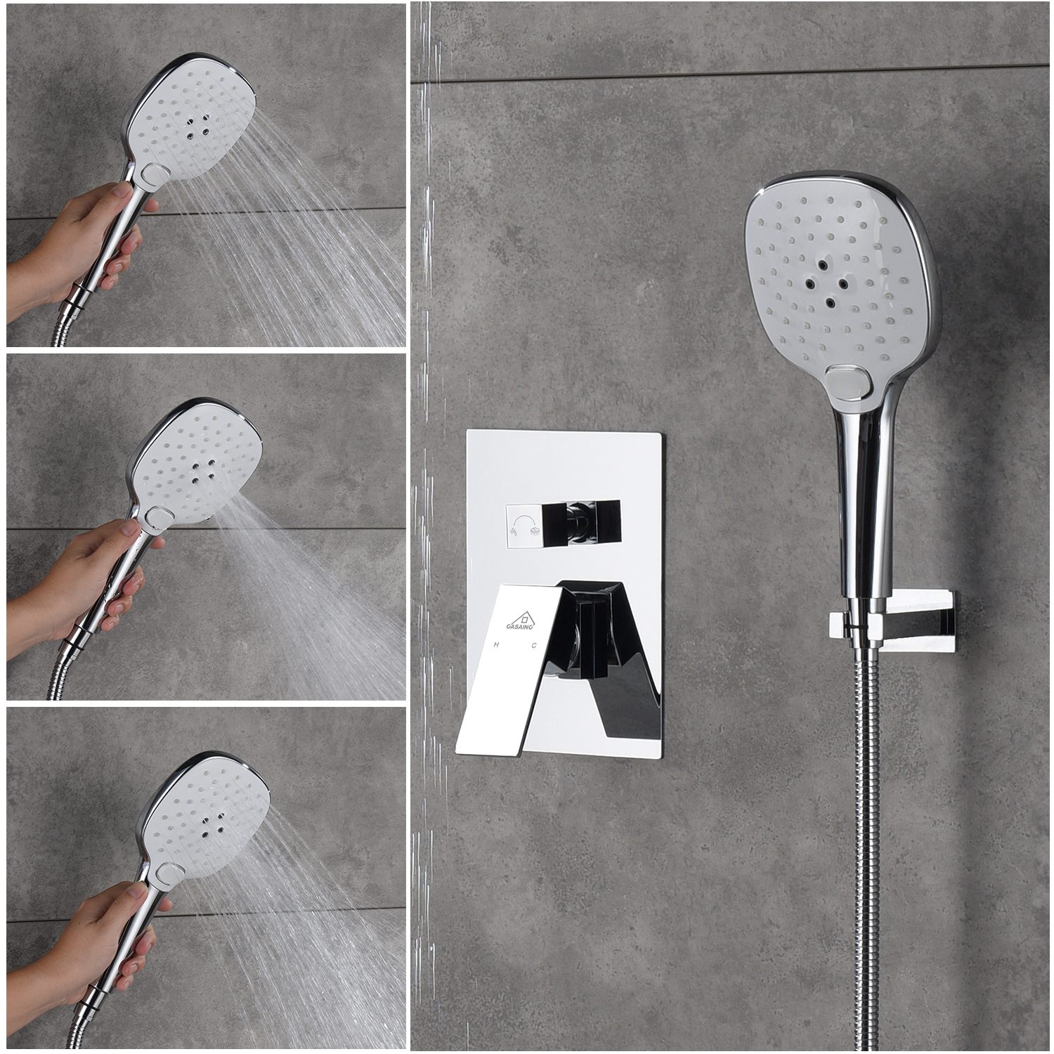 Casainc 2 Function 10" Wall Mounted Dual Shower Heads Shower System In Chrome-CASAINC