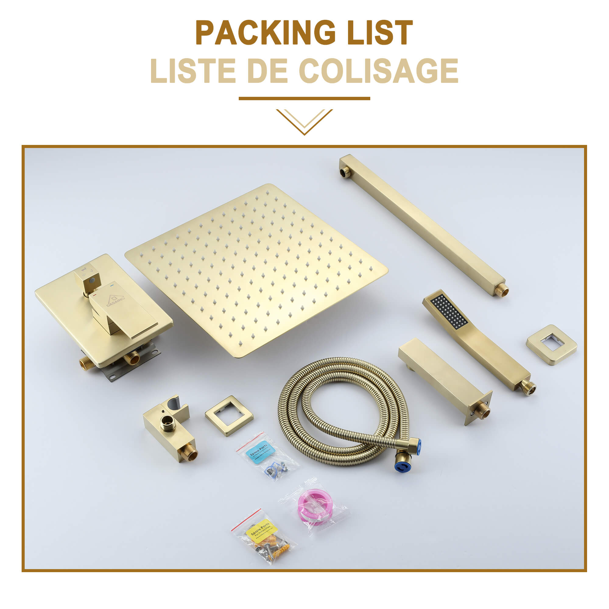 CASAINC 12 inch Wall Mounted Shower System with Bathtub Faucet and Hand Shower