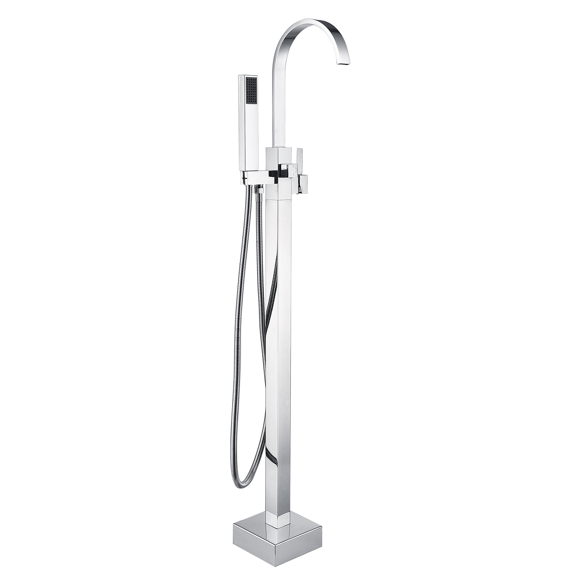 CASAINC Single-Handle Floor-Mounted Bathtub Faucet High Flow Bathroom Tub Filler with Hand Shower-CASAINC