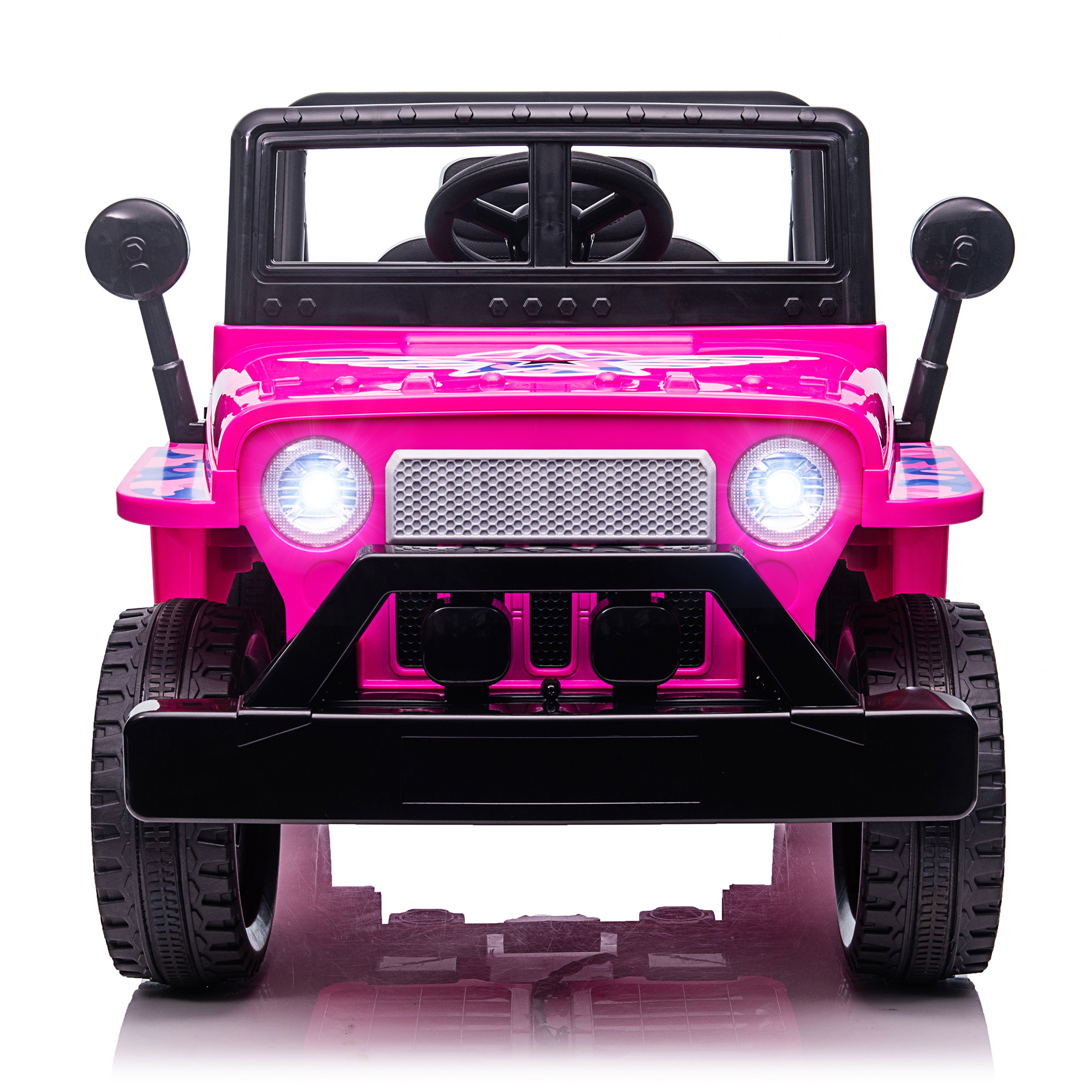Customized 12V Kids Ride On Truck Car, Power Wheels with LED Lights Horn Openable Doors, Electric Vehicle Toy for 3-6 Ages,Pink-CASAINC