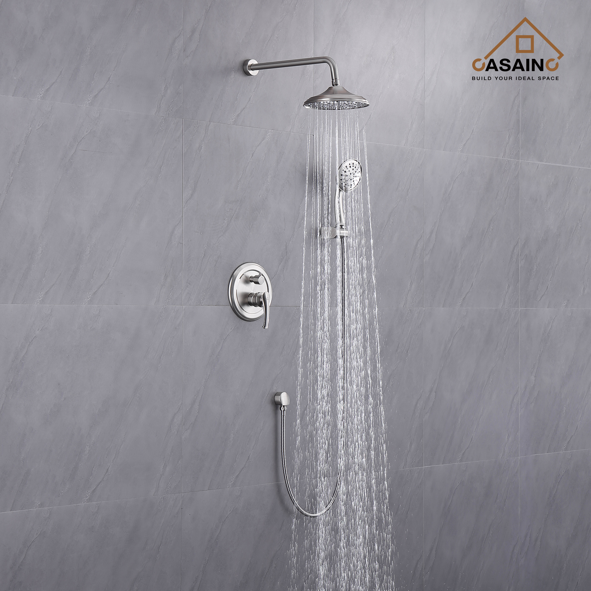 8.3inch Wall-mounted rain shower faucet with pressure balanced valve-CASAINC
