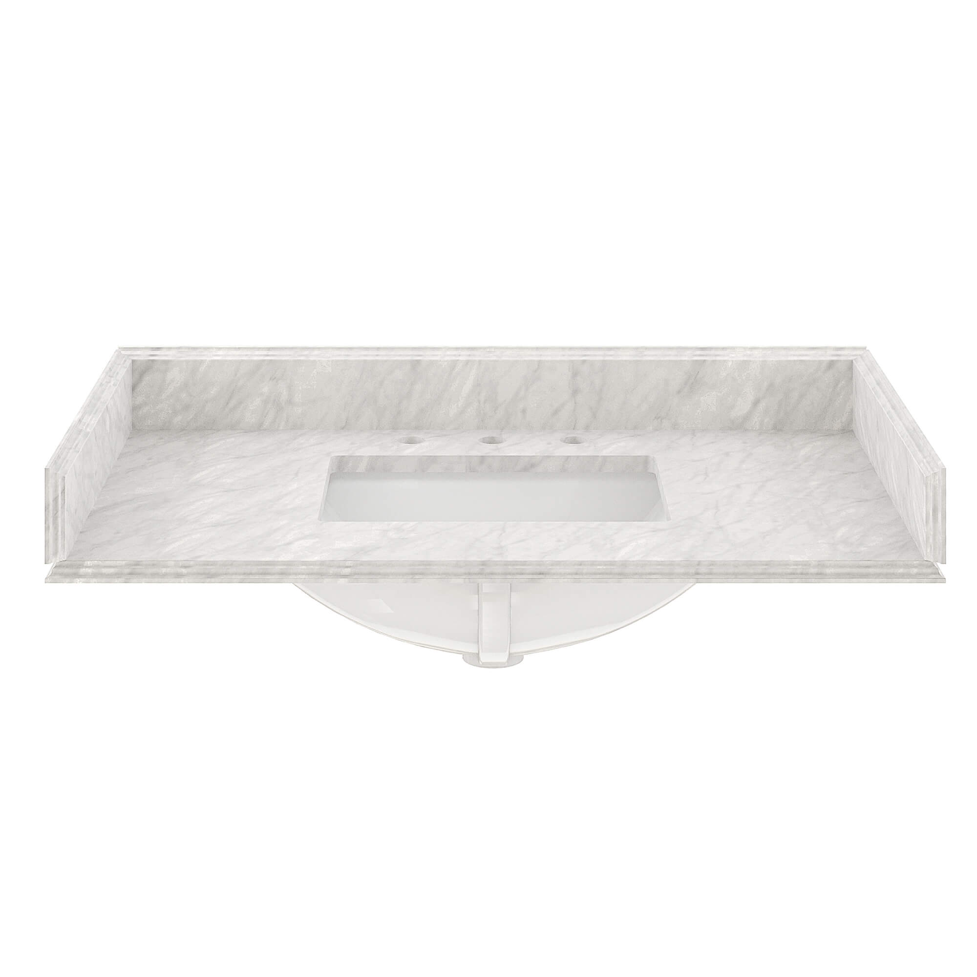 CASAINC 37" White Italian Carrara Natural Marble Single Sink Bathroom Vanity Top with Back & Side Splash