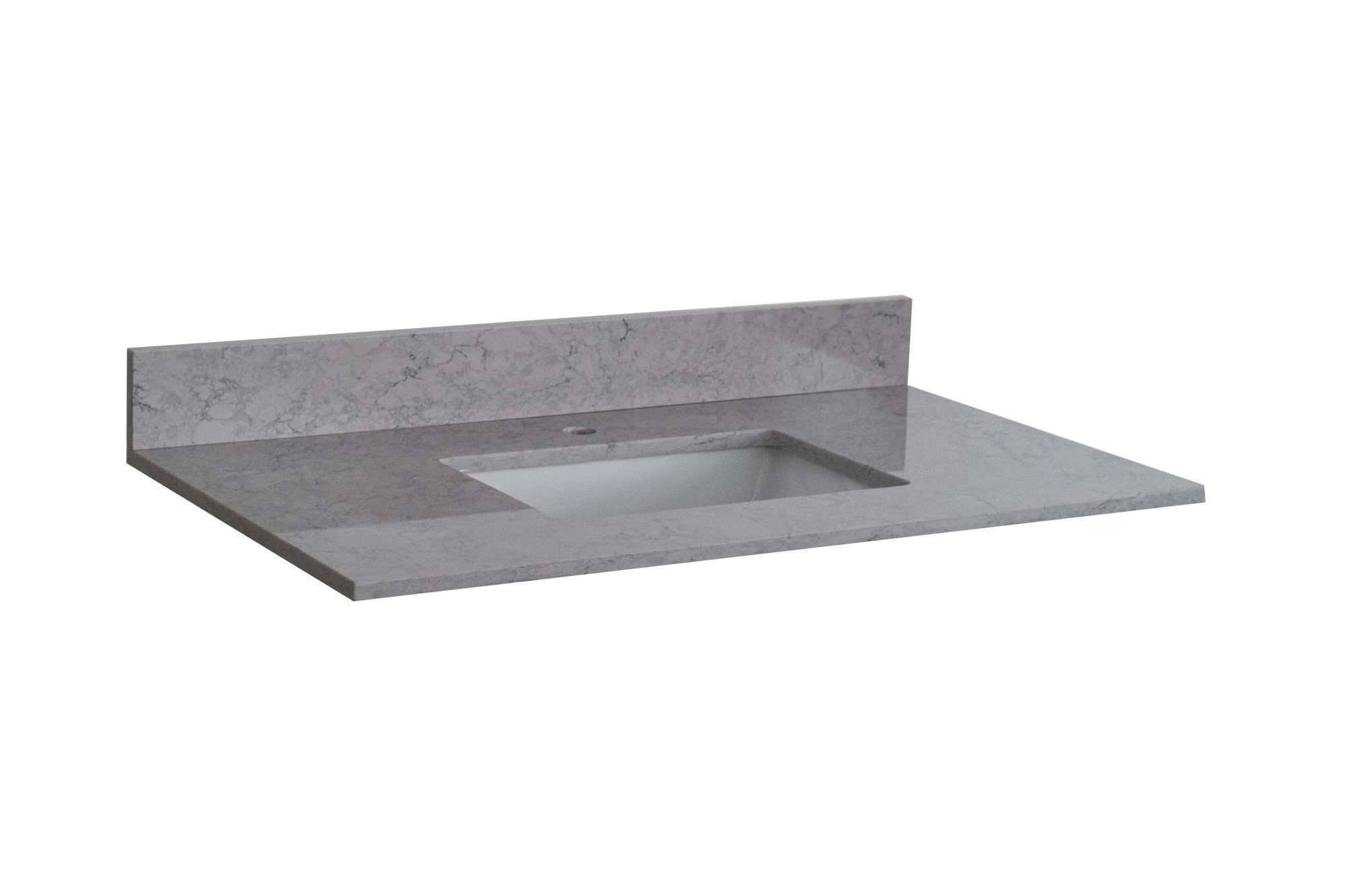 31 inches bathroom stone vanity top calacatta gray engineered marble color with undermount ceramic sink and single faucet hole with backsplash-CASAINC