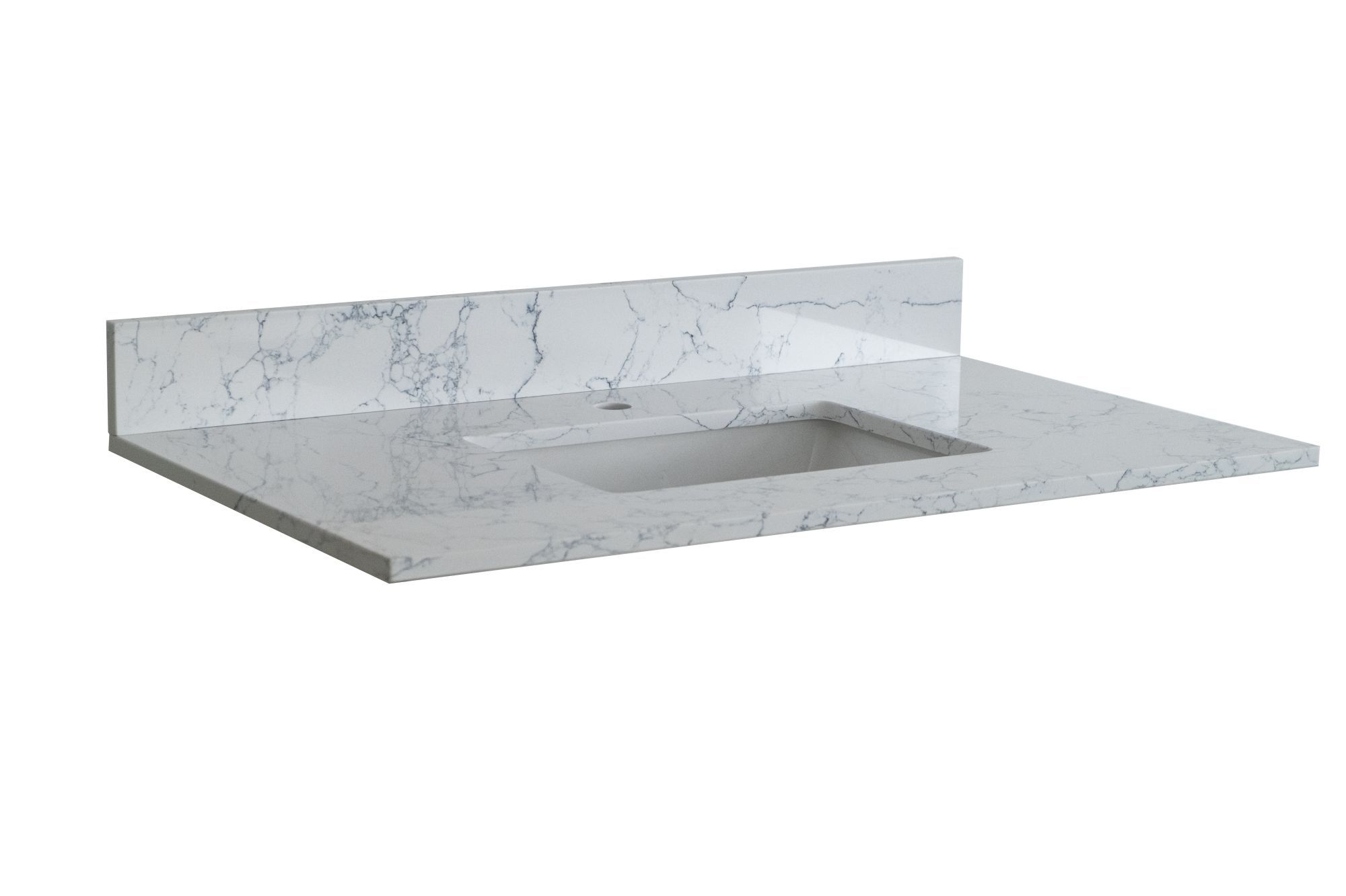 31"x 22" bathroom stone vanity top Carrara  jade engineered marble color with undermount ceramic sink and single faucet hole with backsplash-CASAINC