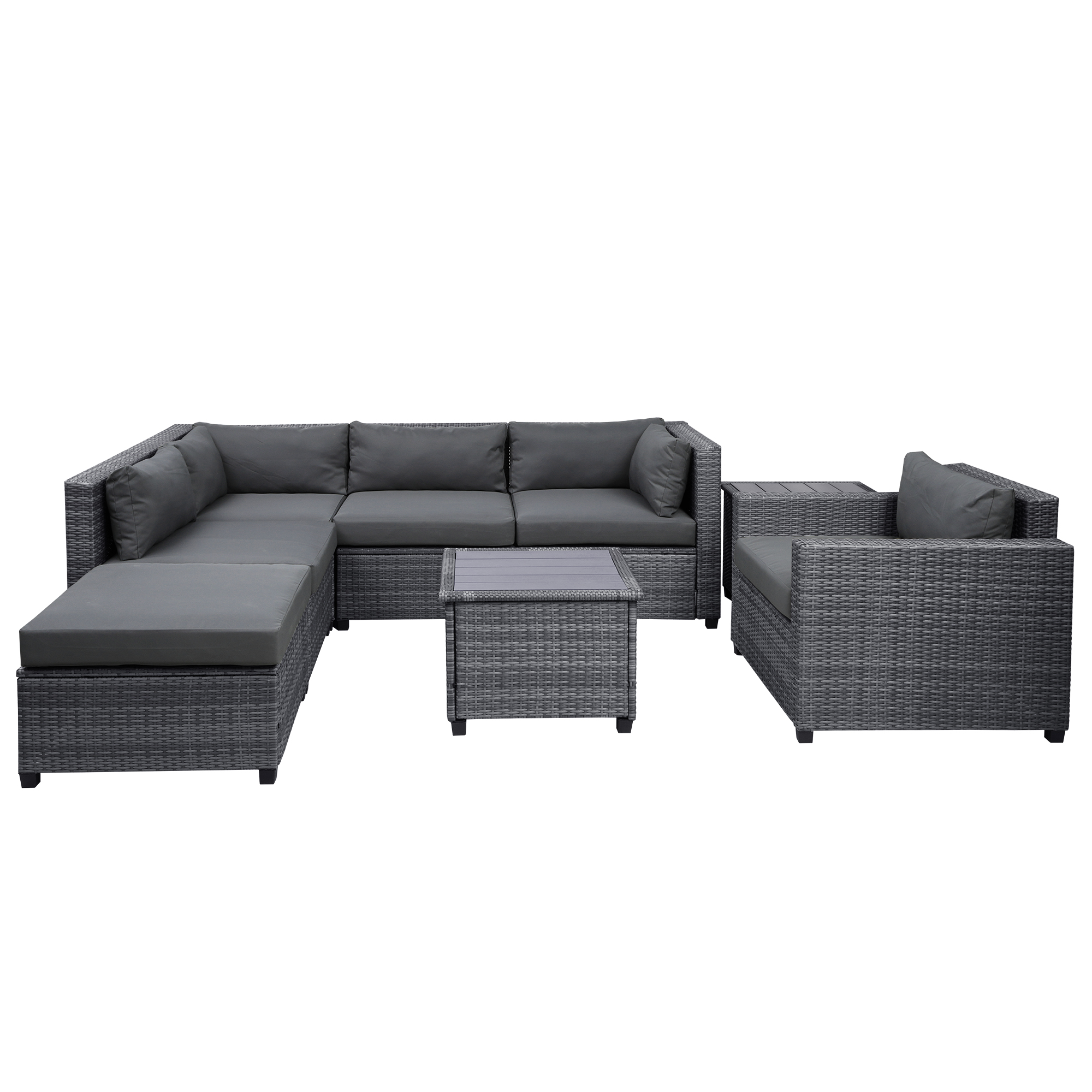 8 Piece Rattan Sectional Seating Group with Cushions, Patio Furniture Sets, Outdoor Wicker Sectional-CASAINC
