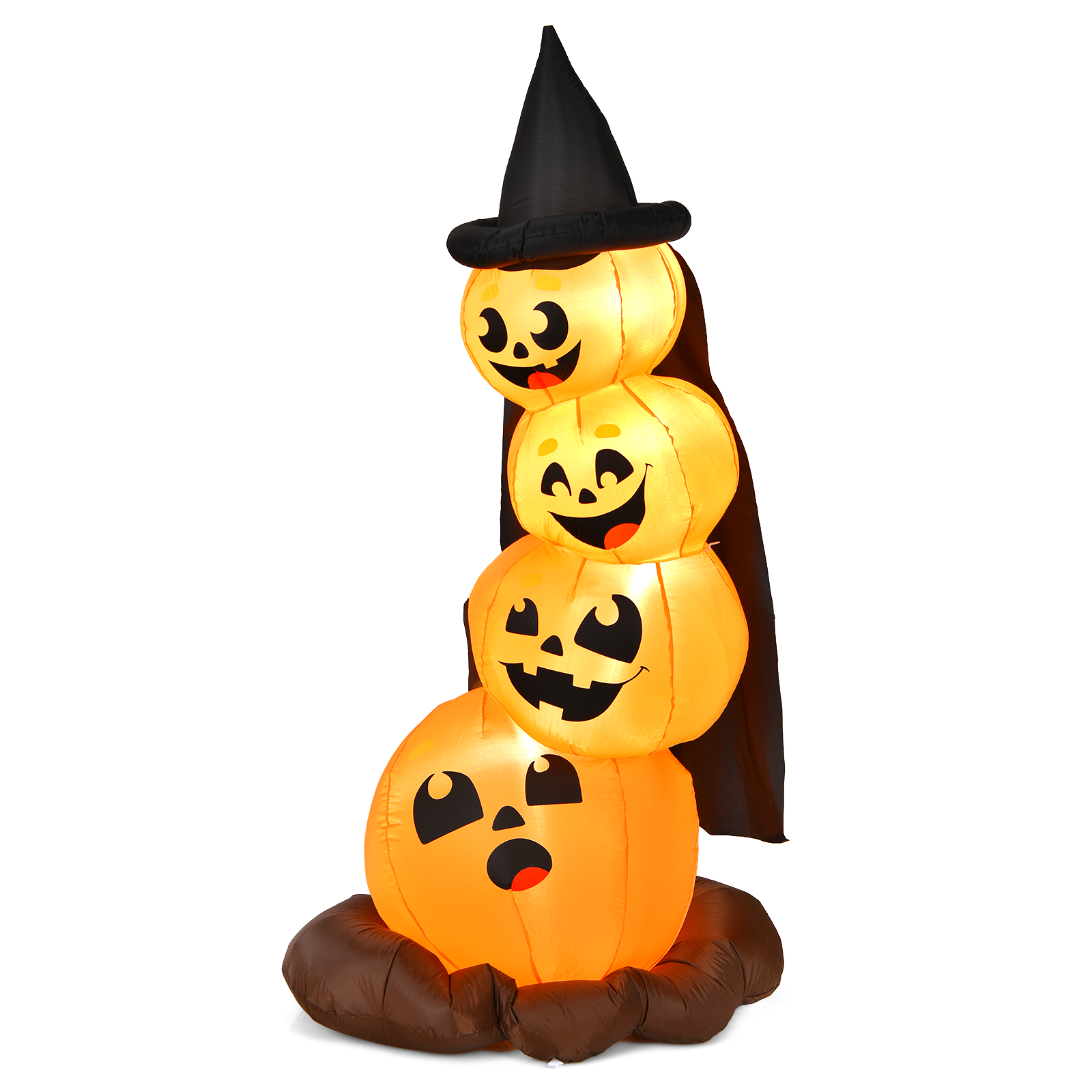 7 Feet Halloween Inflatable Pumpkin Combo with Witch's Hat and LED Lights-CASAINC