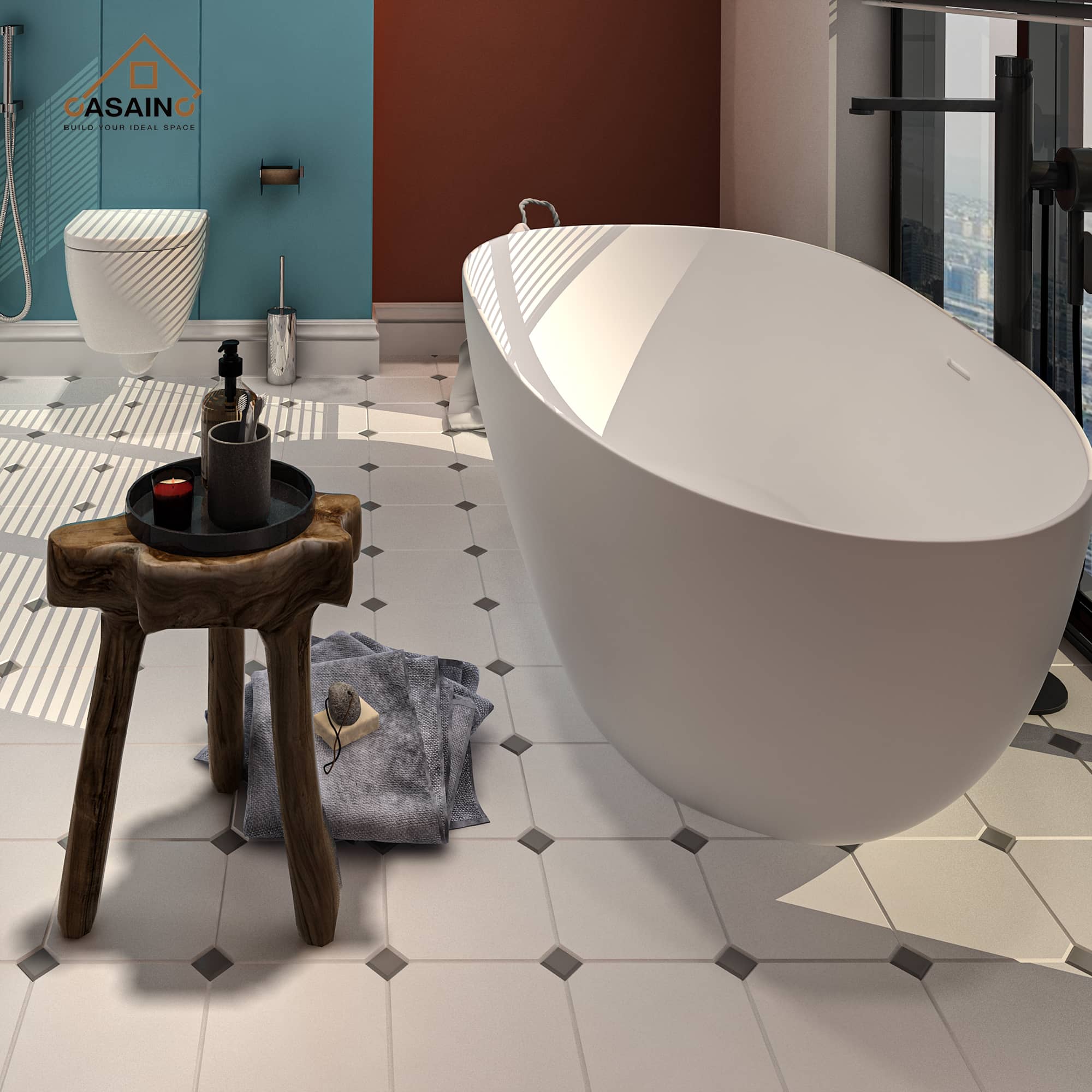 CASAINC 59 Inch Artificial Stone Resin Composite Flatbottom Bathtub in White