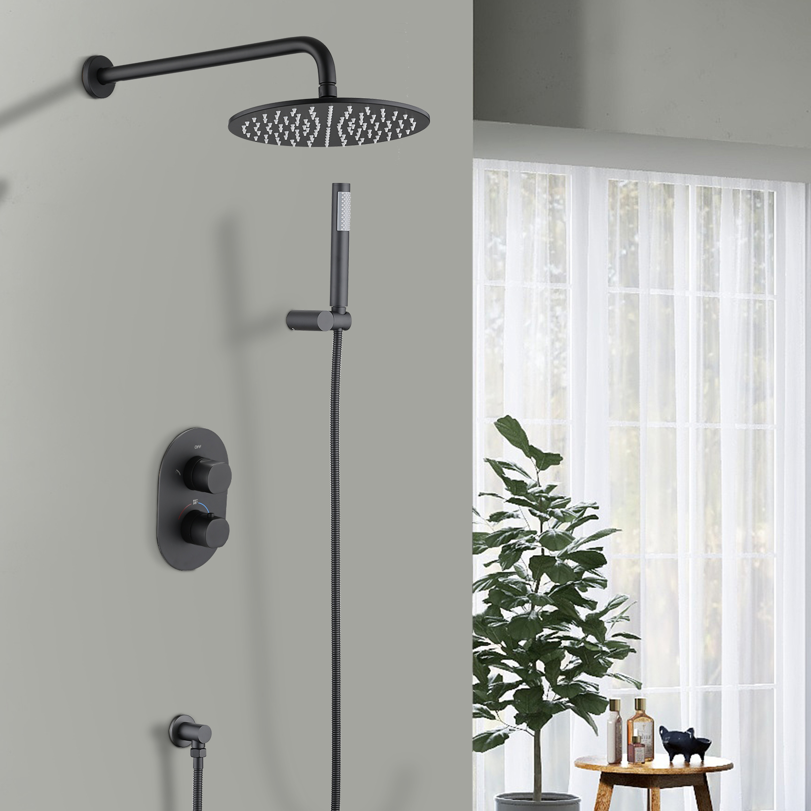 Thermostatic Complete Rainfall Shower System With Rough-in Valve