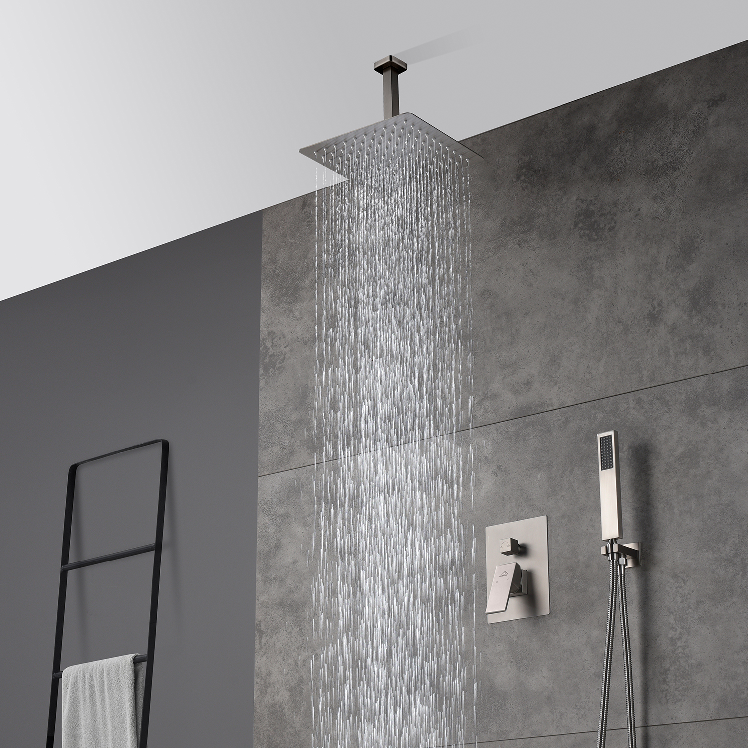 Casainc 2 Function 10" Ceiling Mount Dual Shower Heads Shower System In Black