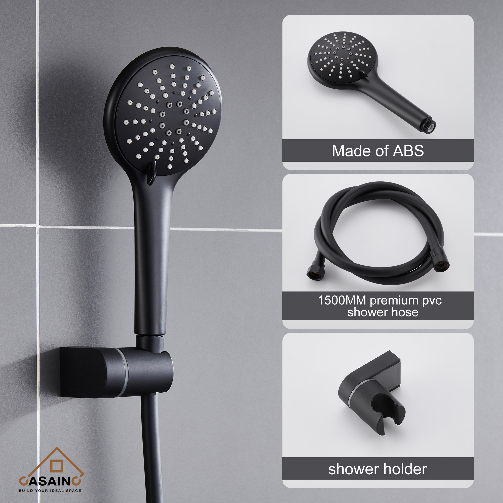 9inch Round Thermostatic rain shower faucet  (matte black)-CASAINC