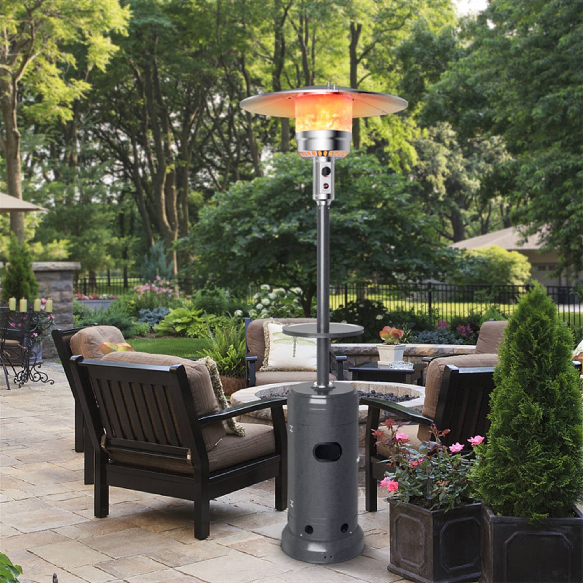 48,000 BTU Outdoor Heater Propane Standing LP Gas Steel with Table 