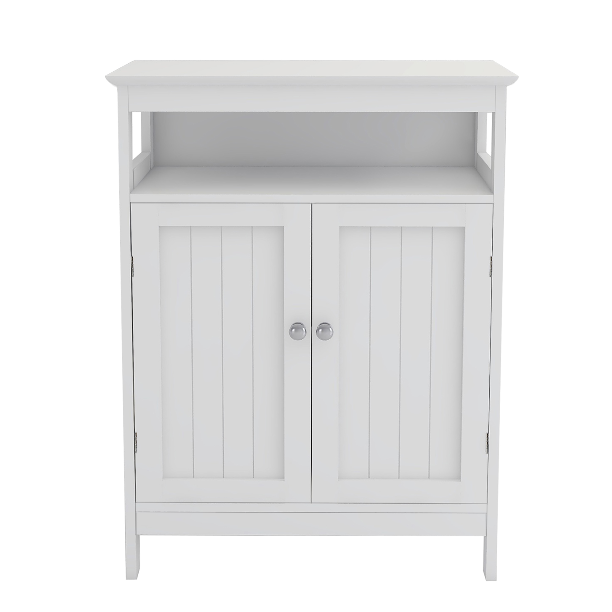 Bathroom standing storage with double shutter doors cabinet-White-CASAINC