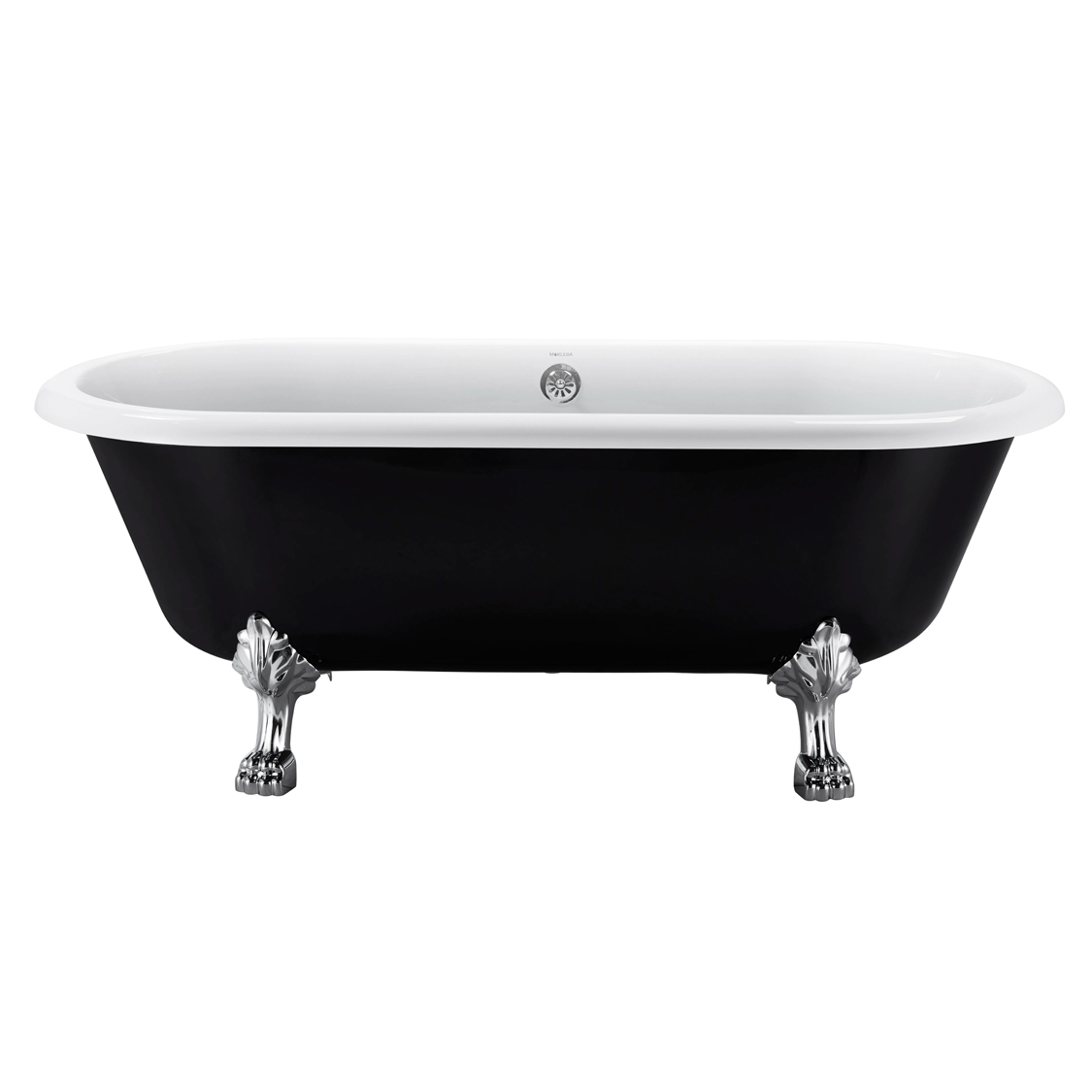 67 inches Acrylic Freestanding Bathtub Contemporary Soaking Tub white inside black outside
