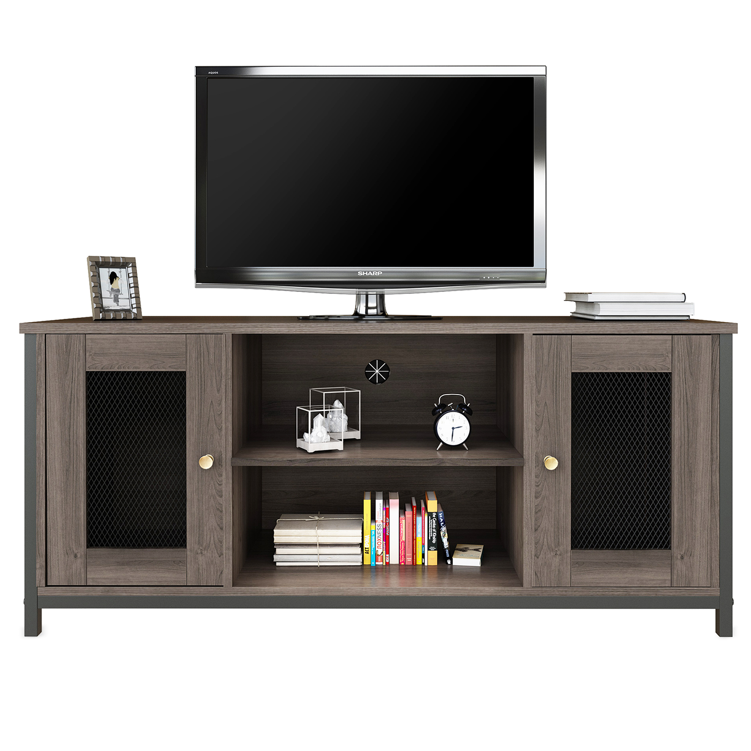 TV Stand for 45 Inches TV, Industrial TV Stand with Storage Shelf, Cable Management, Cabinets, Entertainment Center  for Home, Living Room, Office-CASAINC