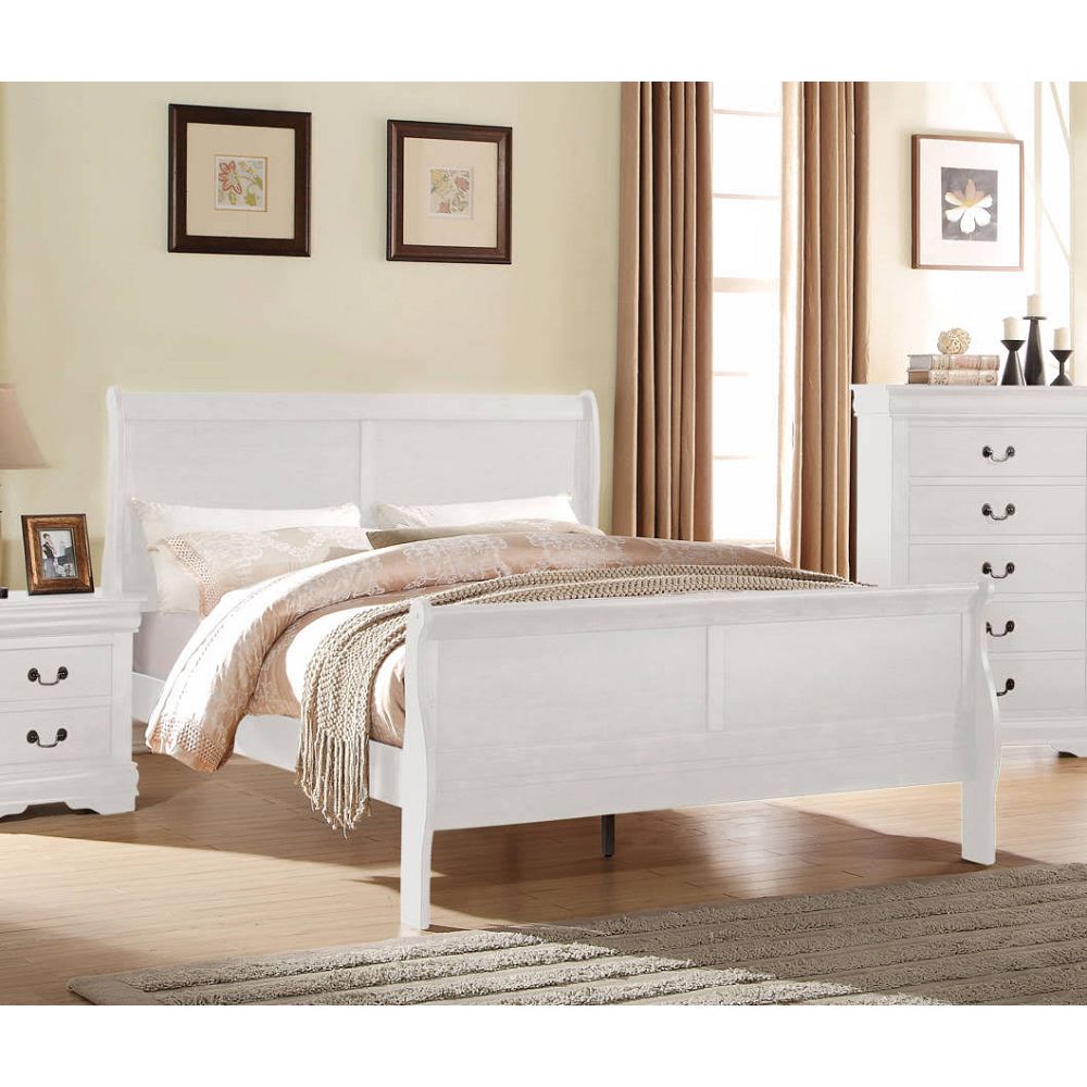 ACME Louis Philippe Eastern King Bed in White-CASAINC