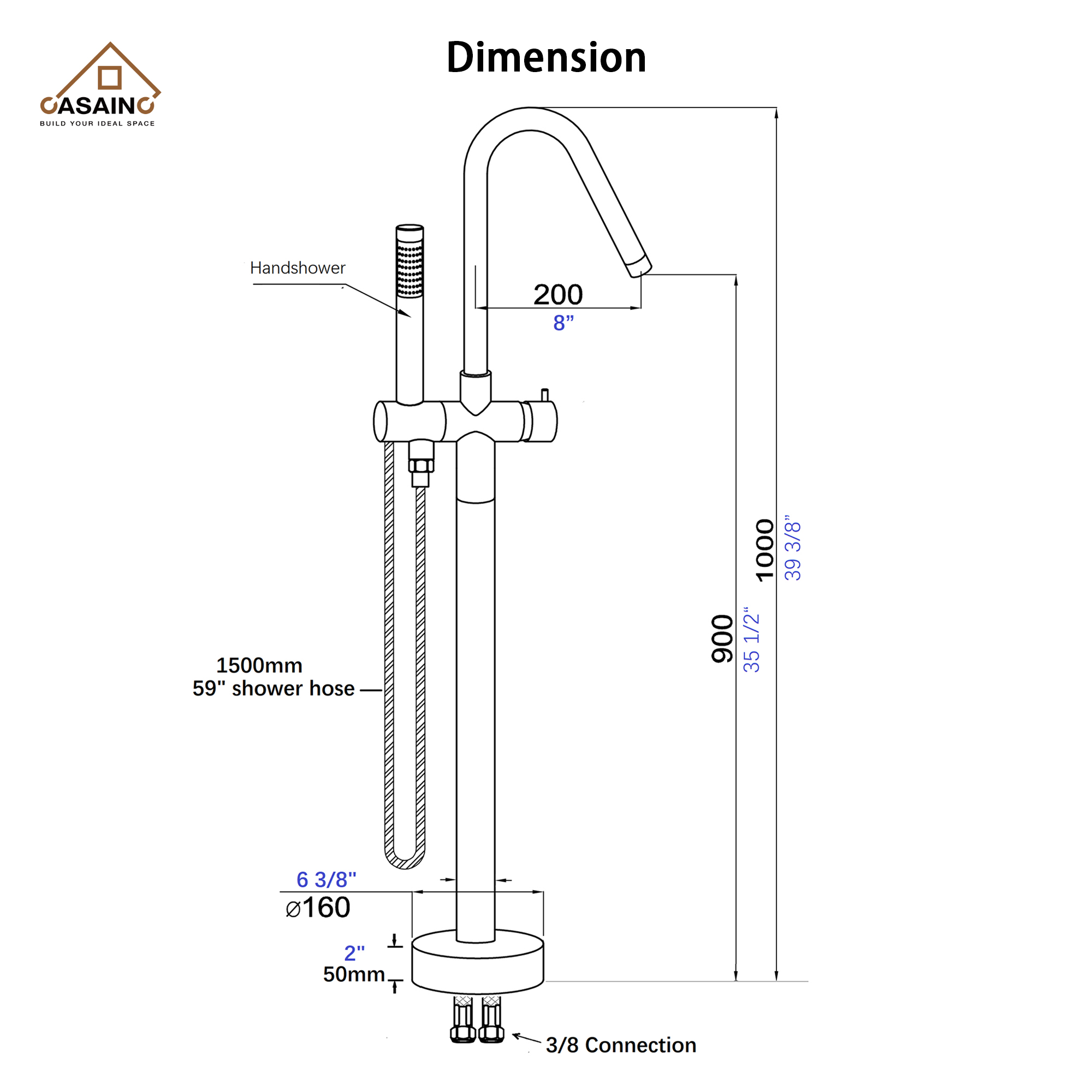 Freestanding Single-Handle Bathtub Faucet with Hand Shower