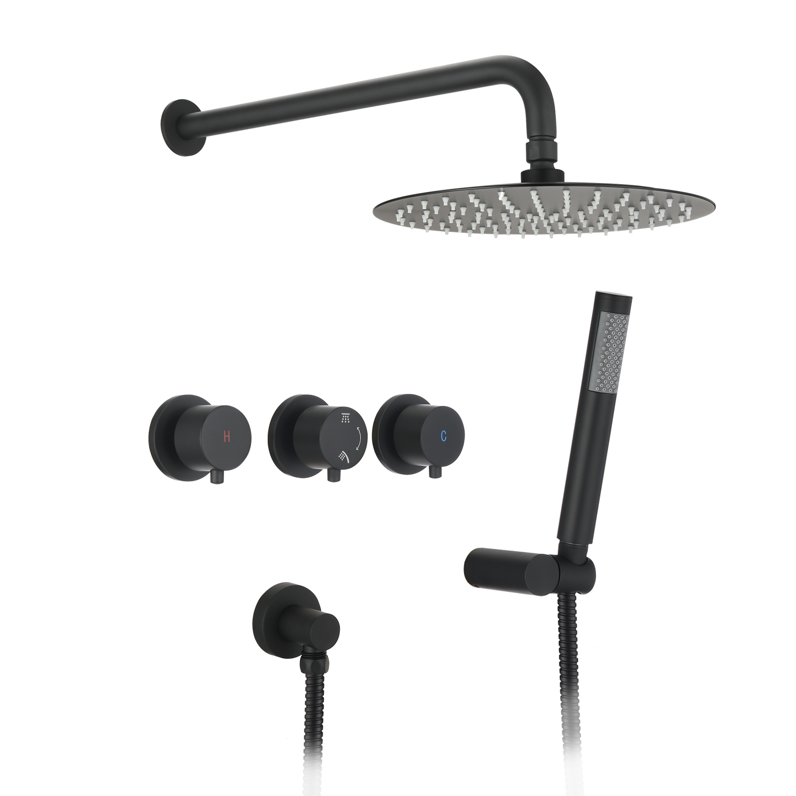 Contemporary matte black wall mounted bathroom shower set-CASAINC