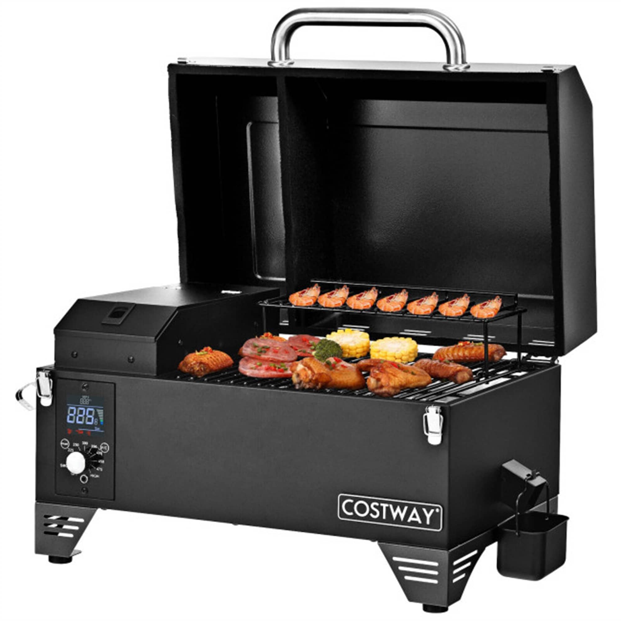 CASAINC Outdoor Portable Tabletop Pellet Grill and Smoker with Digital Control System for BBQ