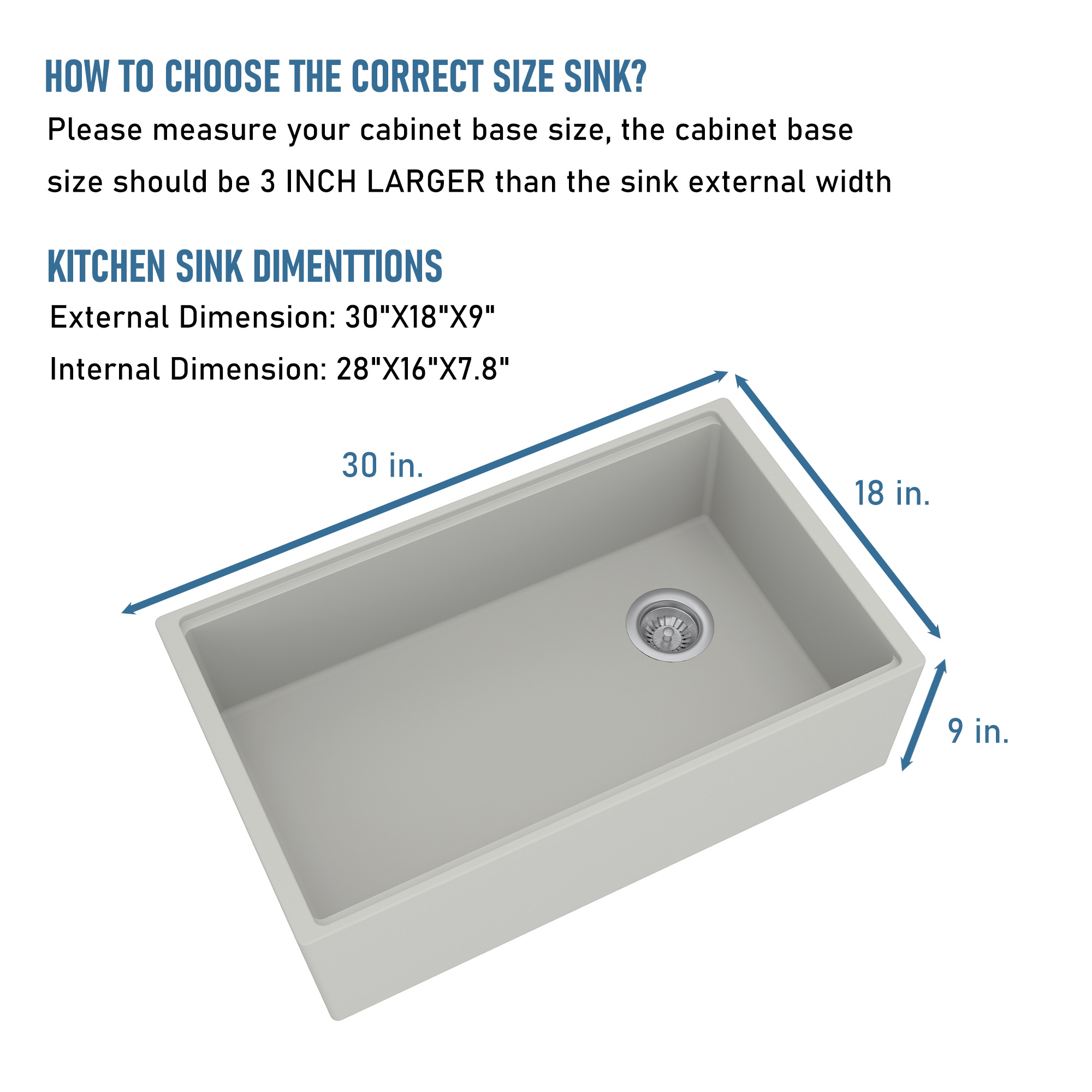 Concrete 30 in. Single Bowl Farmhouse Apron Kitchen Sink with Cutting Board, Rolling Drying Rack, Grid and Drainer Black Earth/Cold Concrete Grey