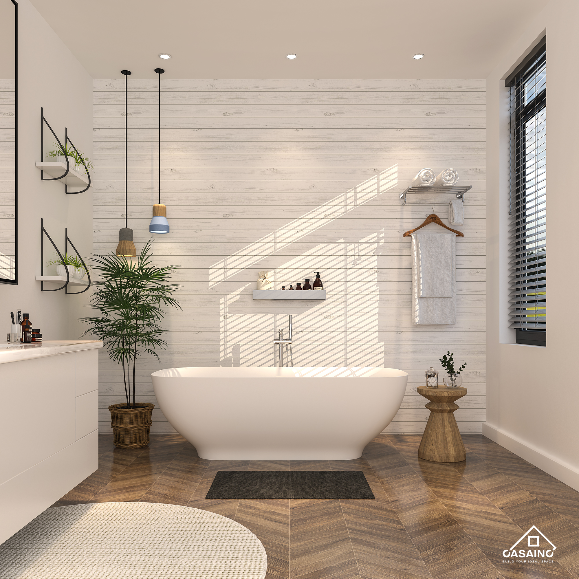 63 inches Solid Surface Freestanding Bathtub