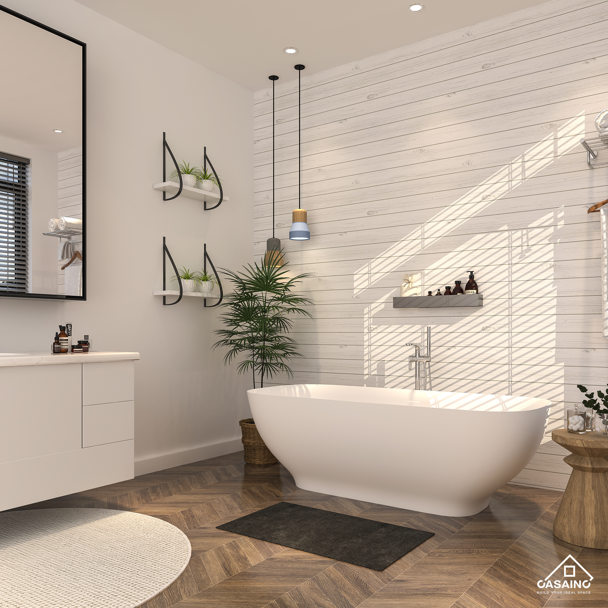 63 inches Solid Surface Freestanding Bathtub