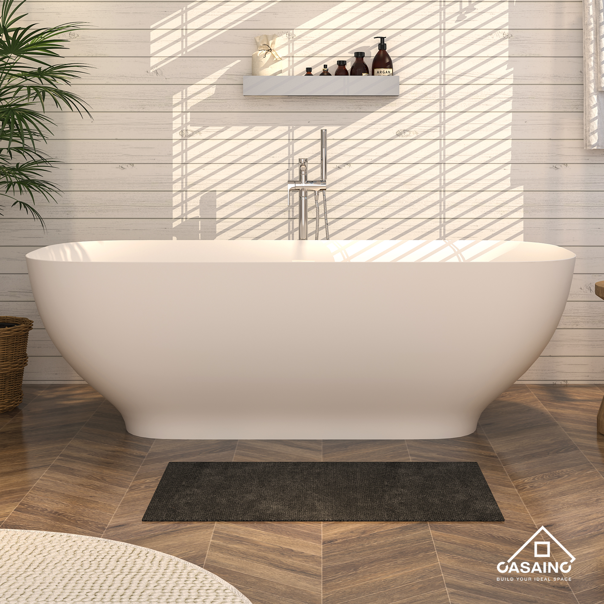 63 inches Solid Surface Freestanding Bathtub