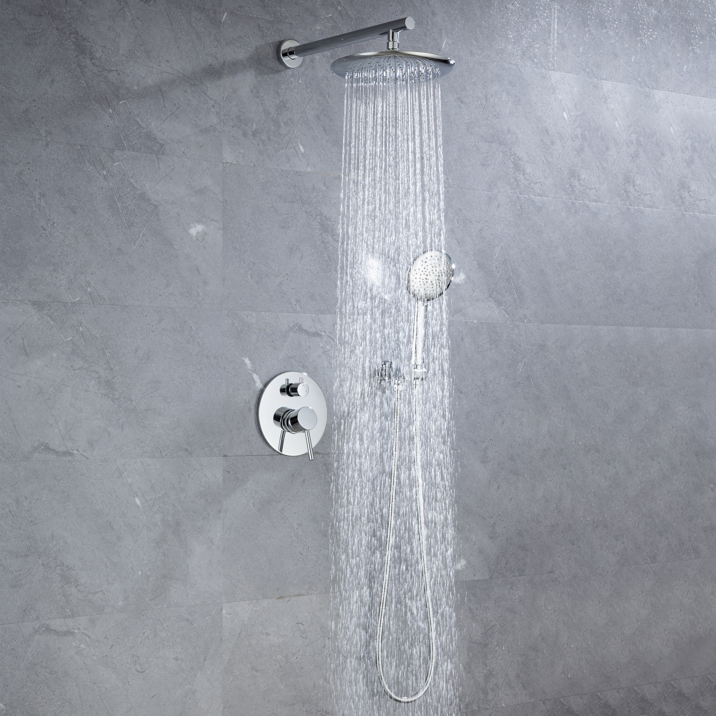 CASAINC 9.5'' Wall-mounted rain shower faucet with pressure balanced valve