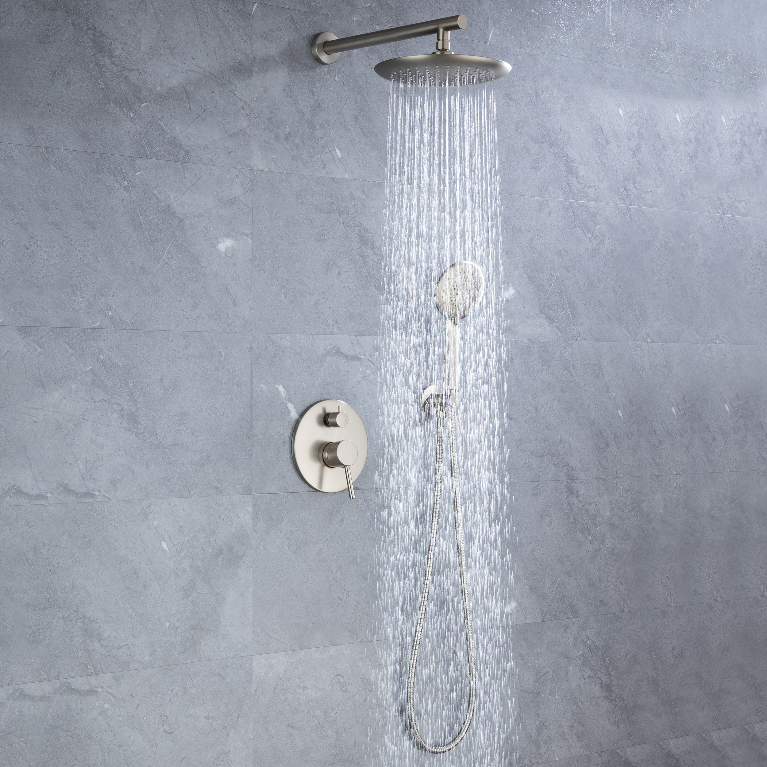 CASAINC 9.5'' Wall-mounted rain shower faucet with pressure balanced valve